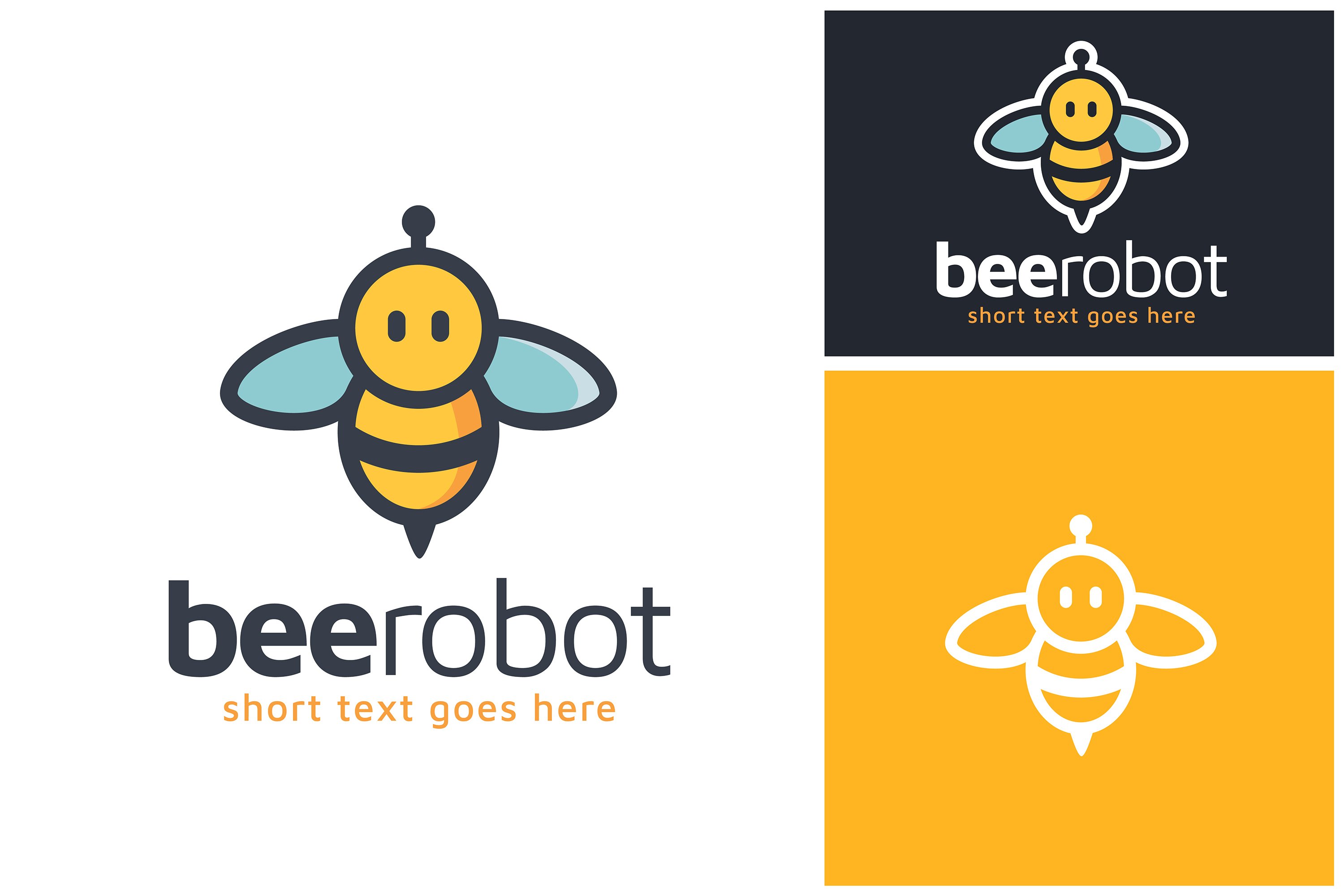 Honey Bee Bumblebee Android Robot Cartoon Mascot logo