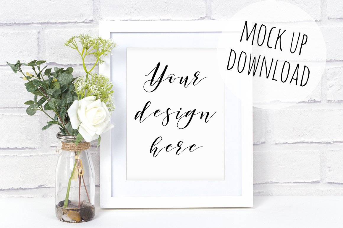 White 8x10 Frame Mockup Photo (96056) Mockups Design Bundles