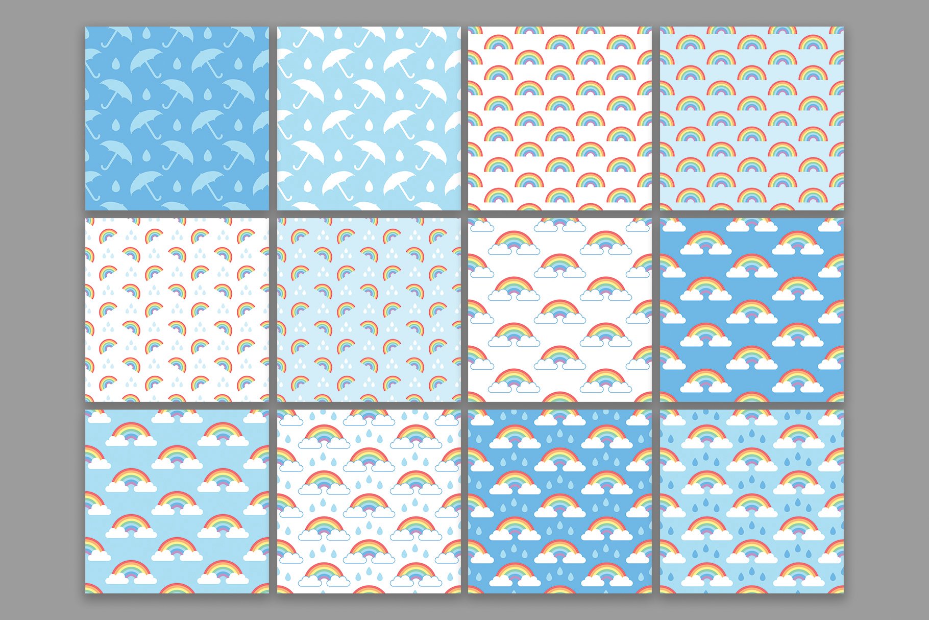 Rainy Day Blues Seamless Patterns (477429) | Patterns | Design Bundles