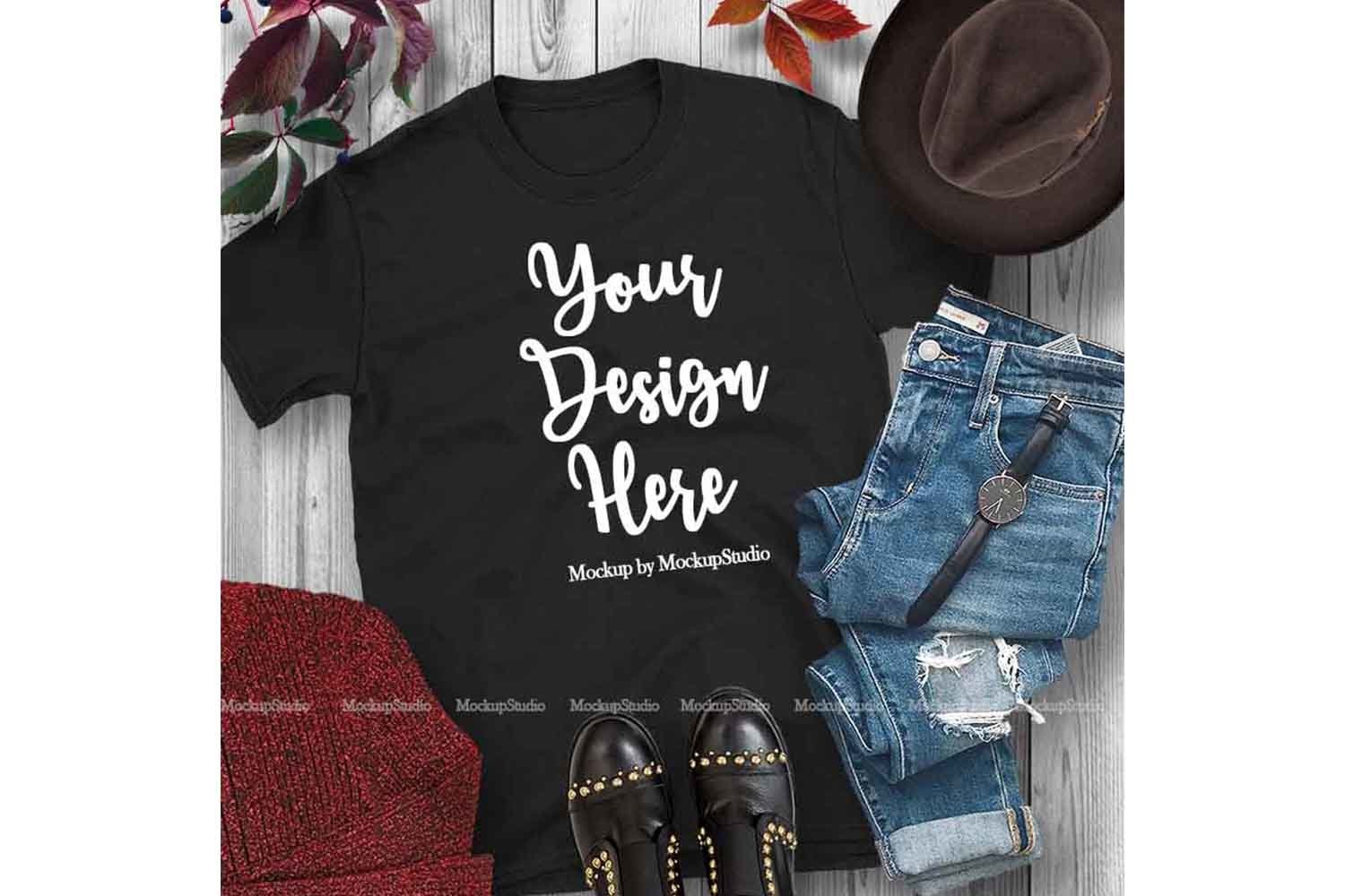 Fall Tshirt Mockup Bundle 5 Colors Gildan 64000 Shirt Flat