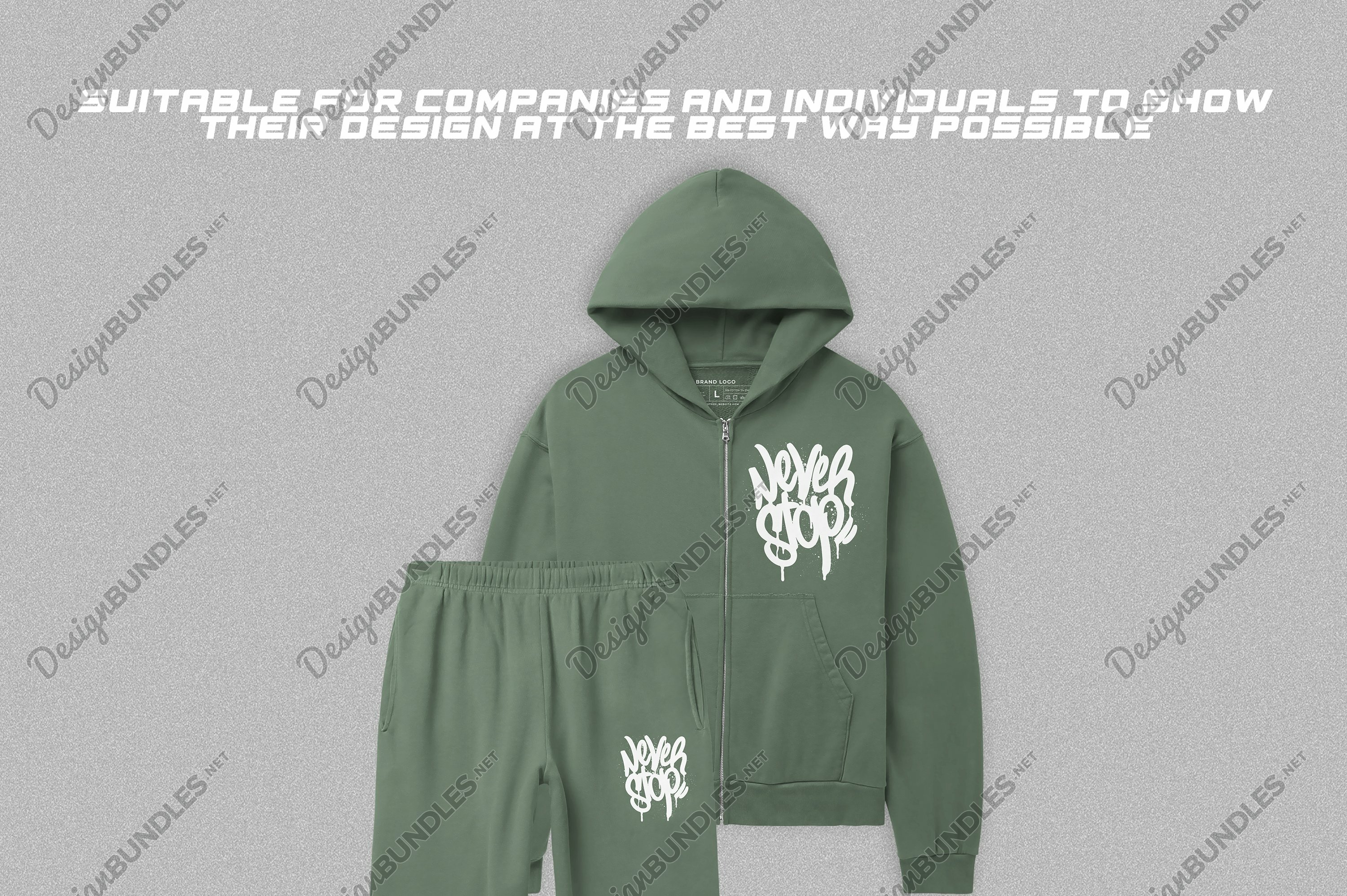 Clothing Hoodie Template For Photoshop Cotton Jersey Zip-Up Hoodie