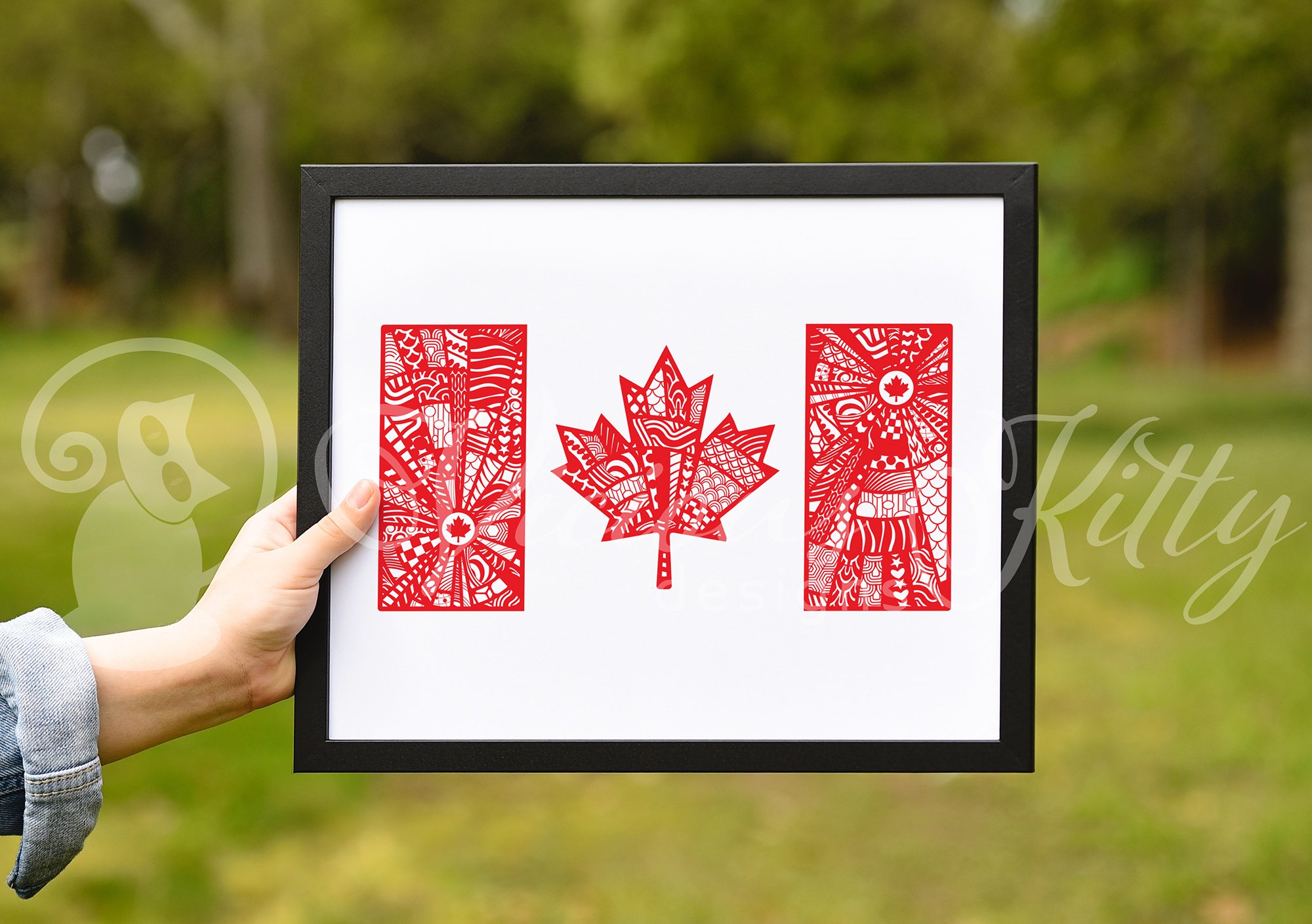 Canada flag zentangle, Canadian, maple leaf, Canada Day (572168) Cut
