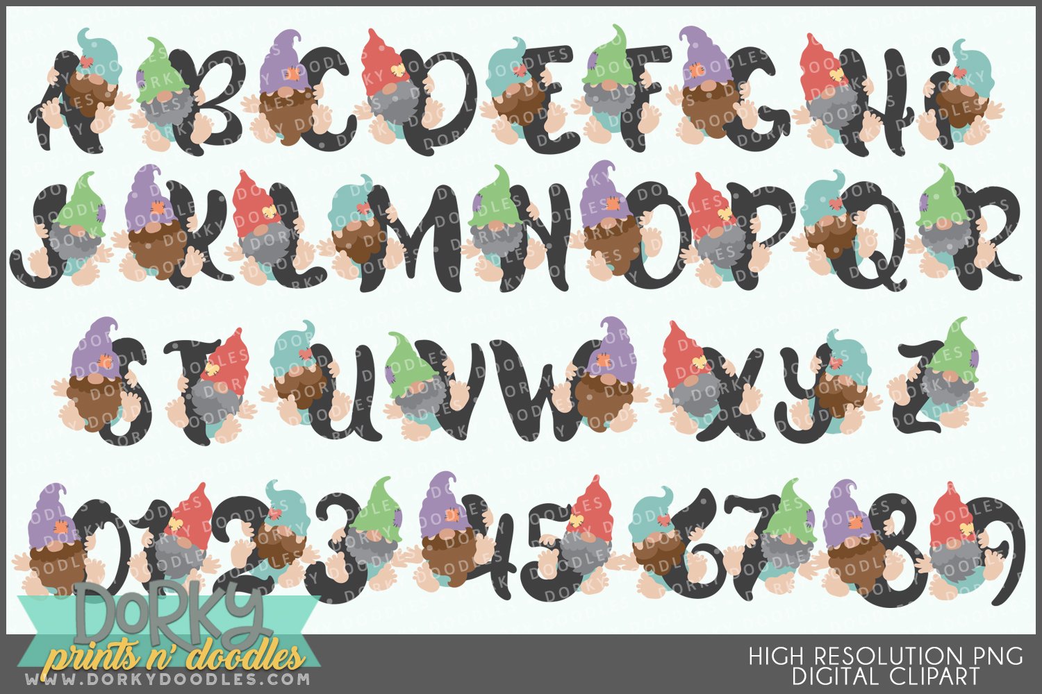 Cute Gnomes Letters and Numbers Clipart (1145709) Illustrations