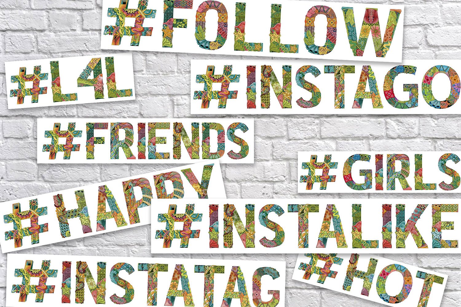 Zentangle hashtag (514730) Decorations Design Bundles