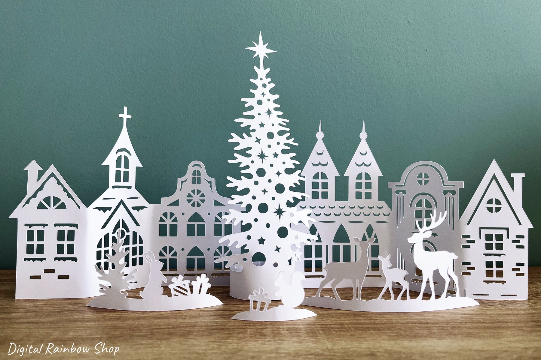 3d christmas scene papercut 1b0f64c2c39ec57e9e5daa4b51ab523955a5188f79f222e42498d46a6c9abe62 christmas village svg template, 3d christmas scene papercut