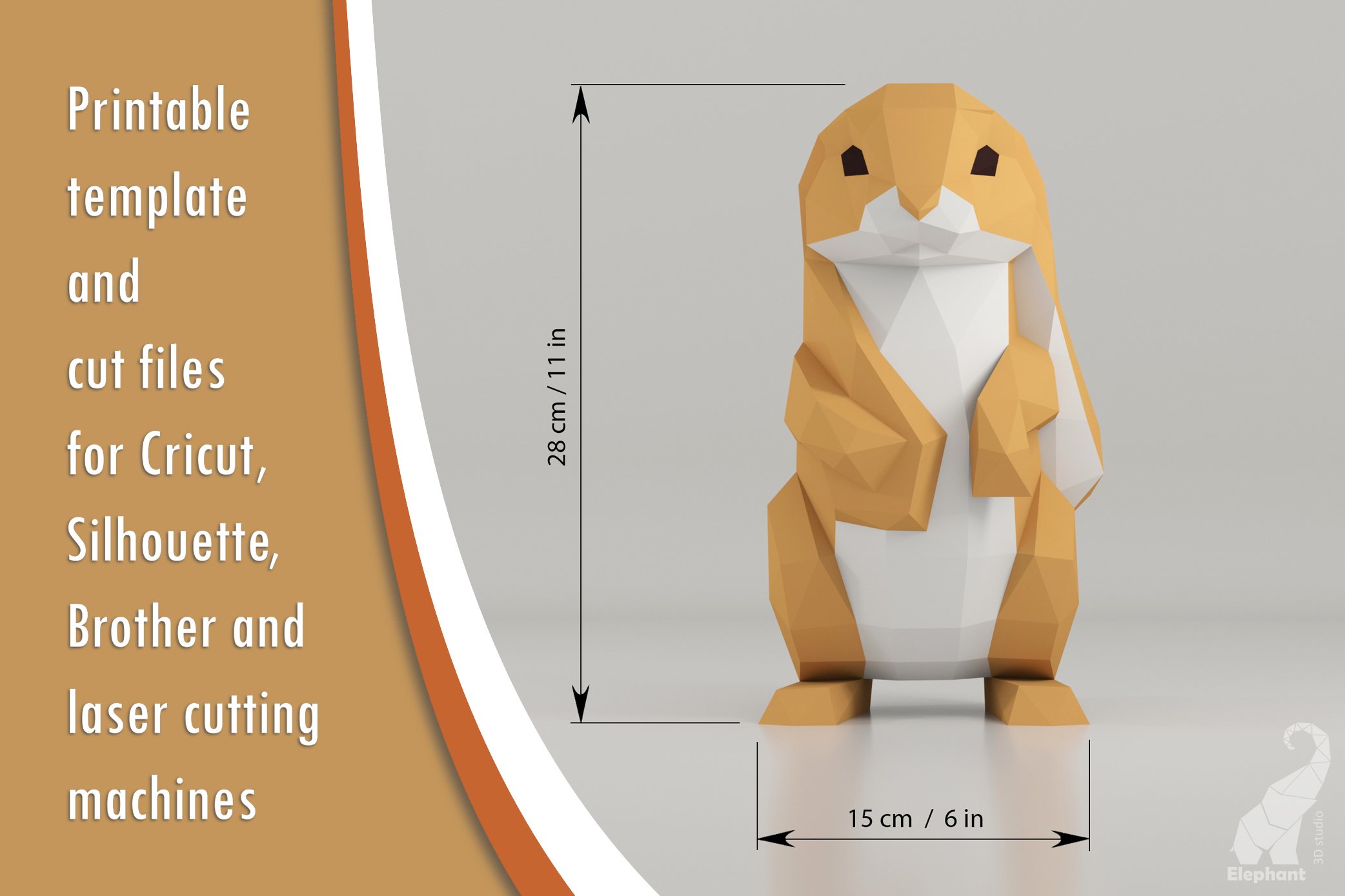 ◆Rabbit-PaperCutting-◆同梱あり② Low poly 3D paper craft rabbit template