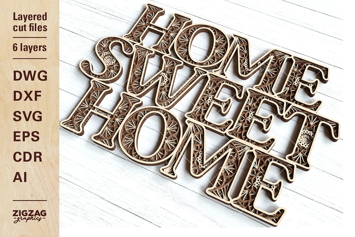 3d Layered Mandala Home Sweet Home digital file SVG cut file