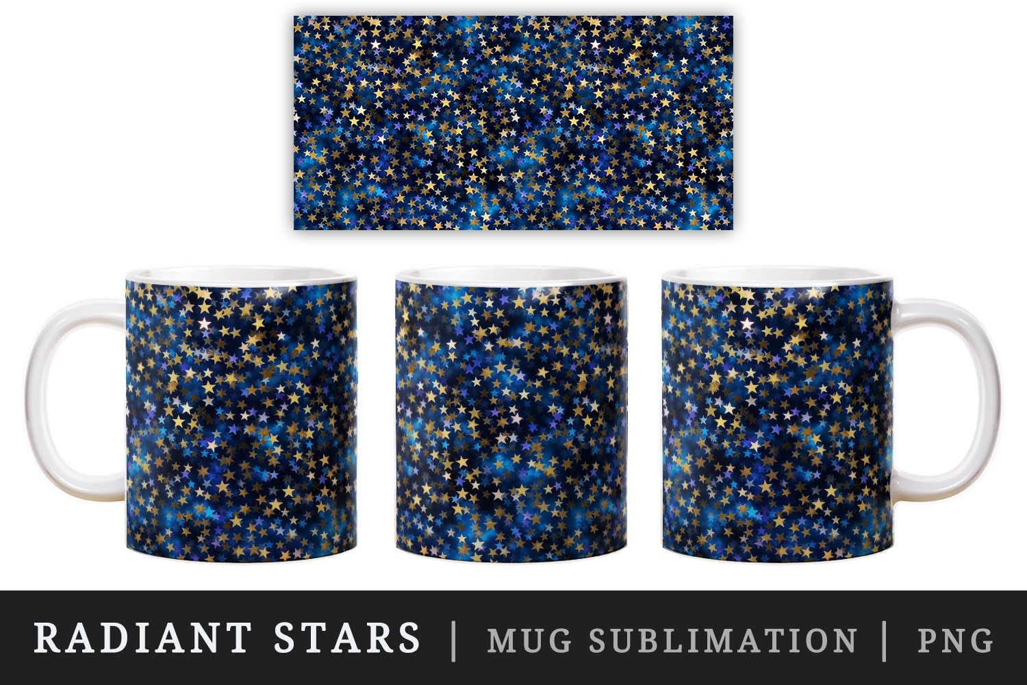 Stars mug, cup wrap sublimation 3D glamour designs bundle