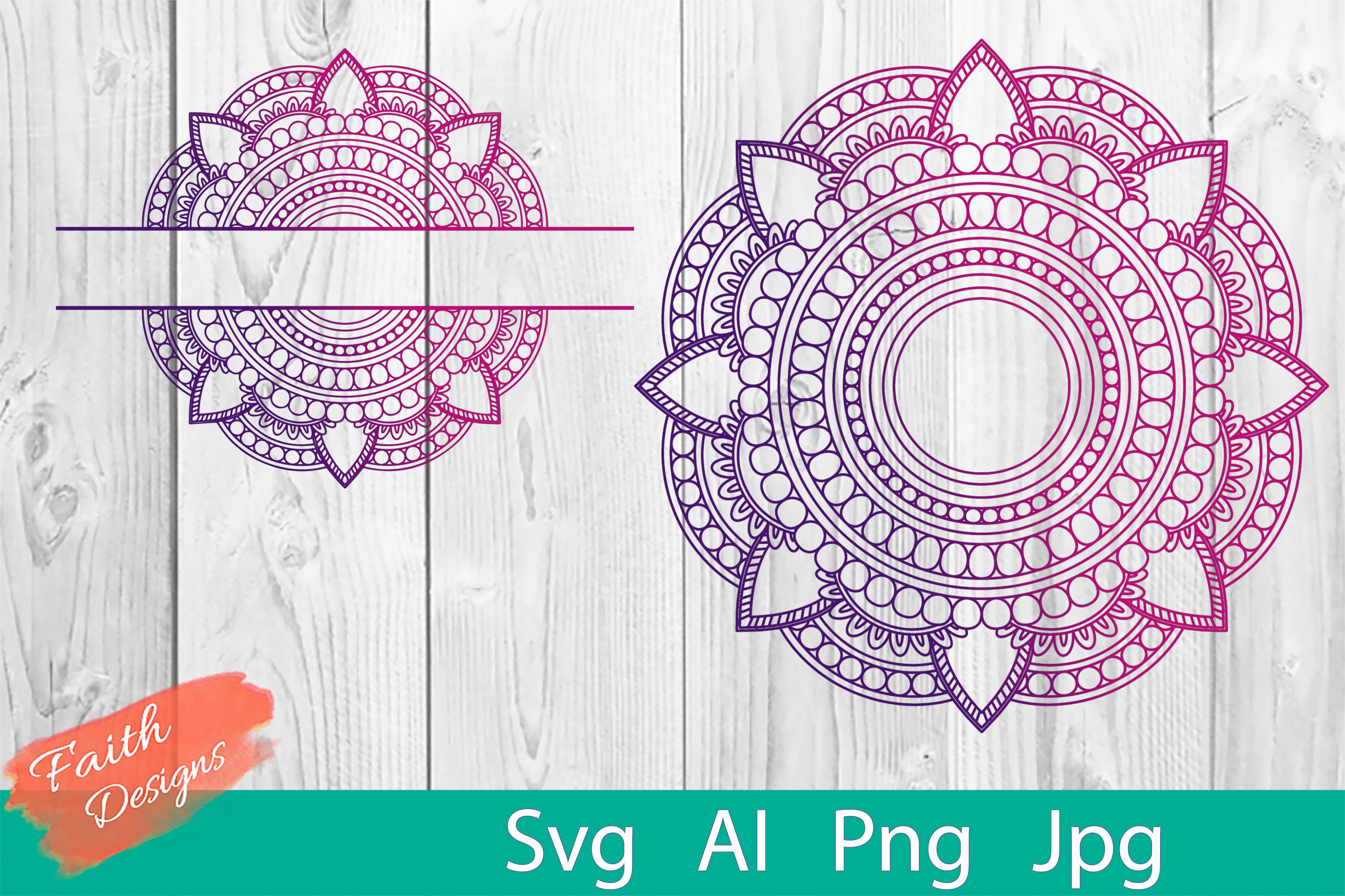Mandala & Split Mandala No. 20 (603097) | Cut Files | Design Bundles