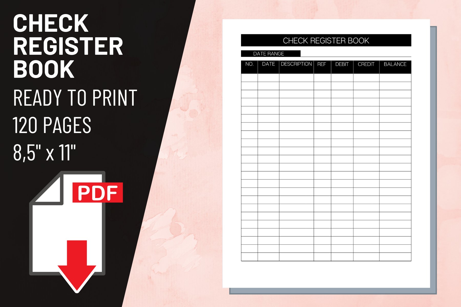 Check Register Book Printable Sheet Insert (751615) | Planner Templates |  Design Bundles