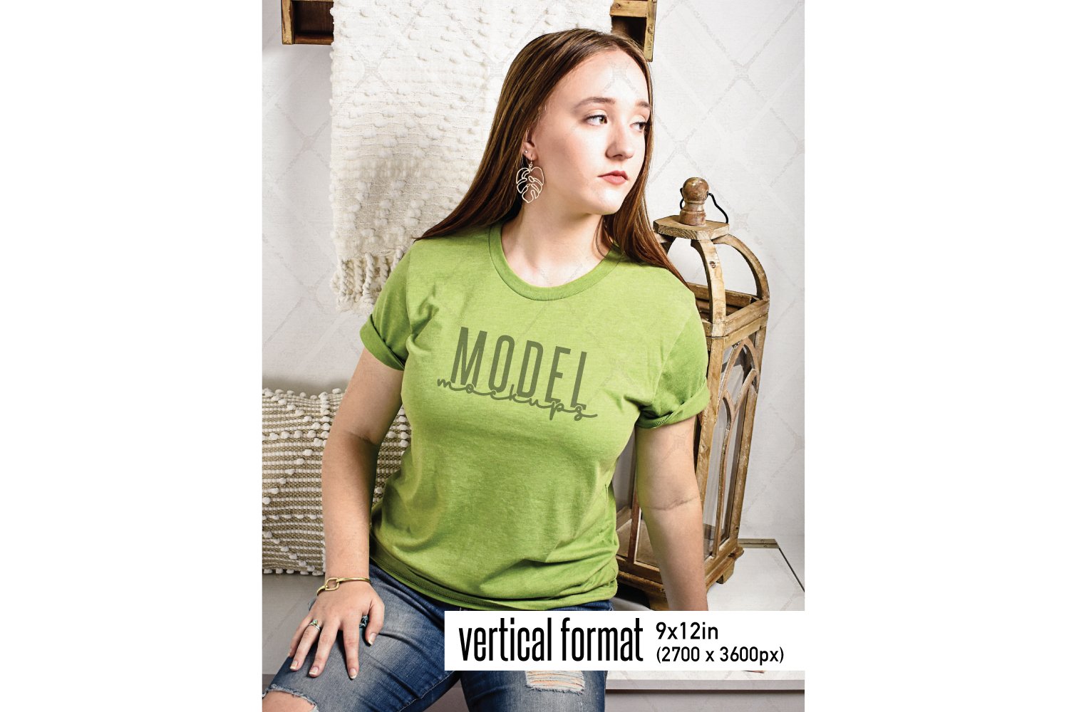 Bella Canvas 3001 heather green t-shirt mockup model (824308 ...