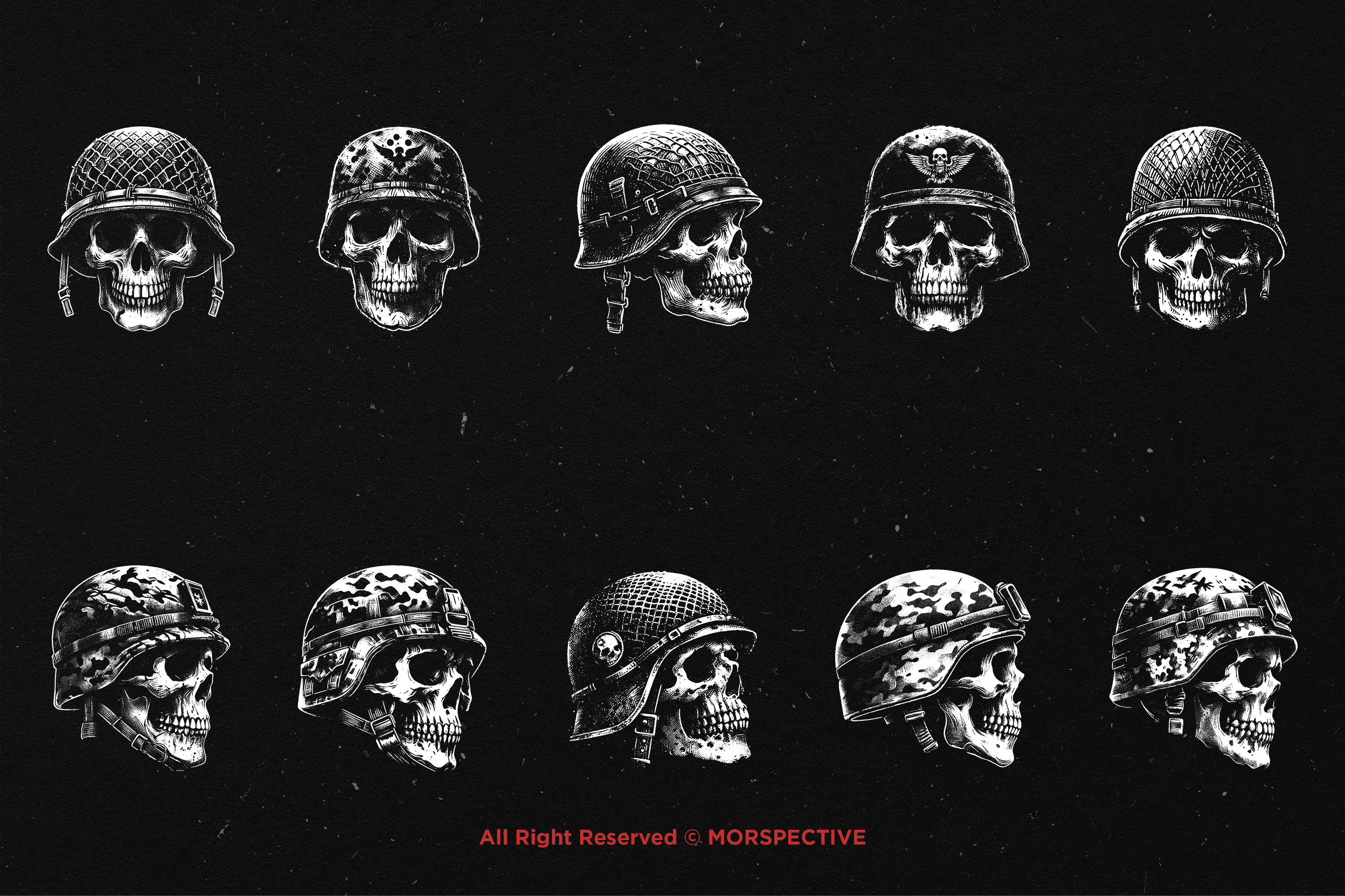 10 Bundle Dark Art Skull Army Military Troops Soldier, image size:3000x2000