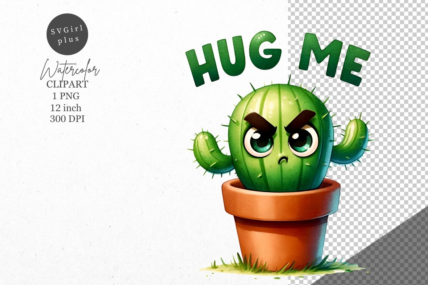 Cactus clipart, Hug me, Funny clipart, (3637615)