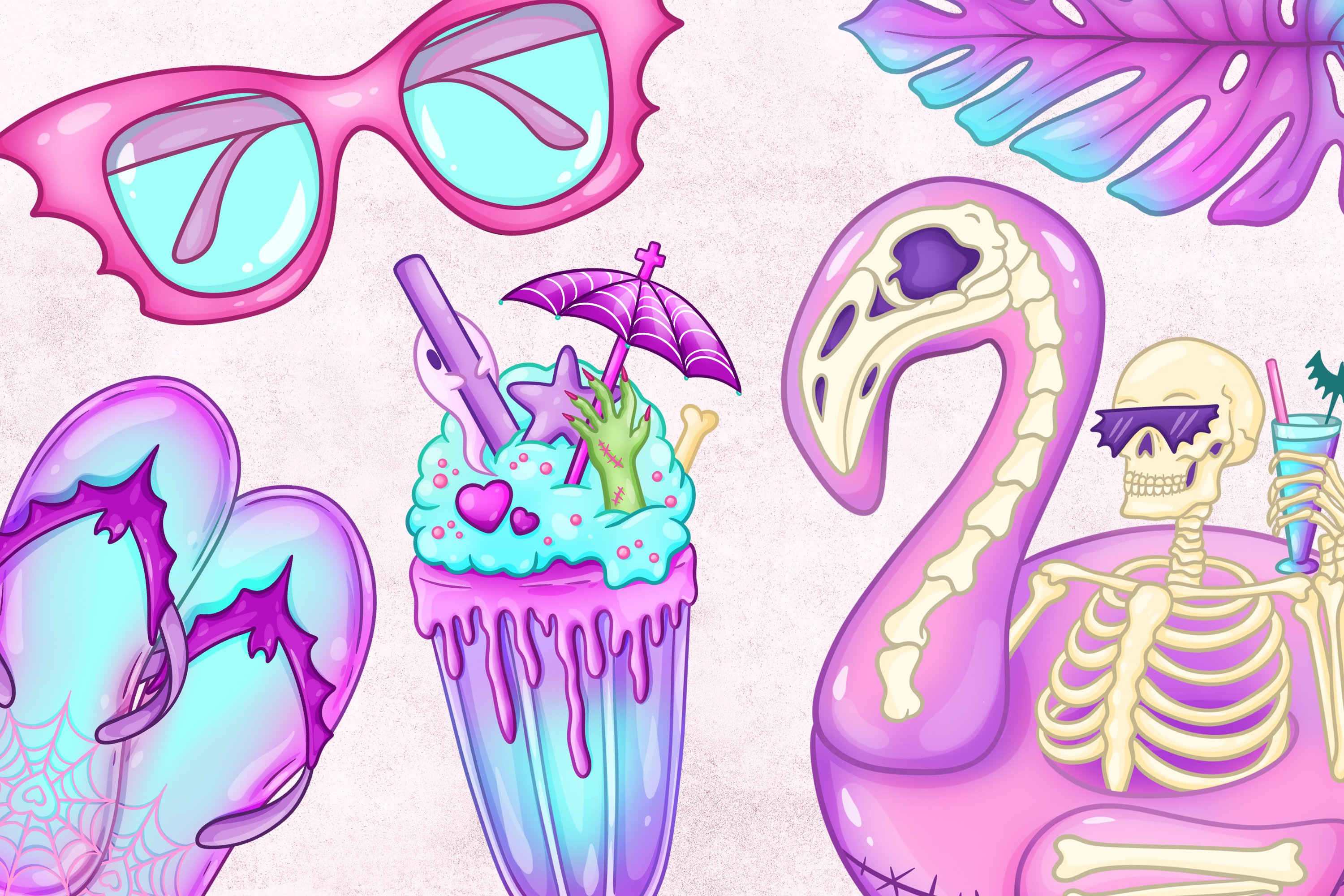 Pastel Goth Beach clipart, Pastel Goth Summer clipart