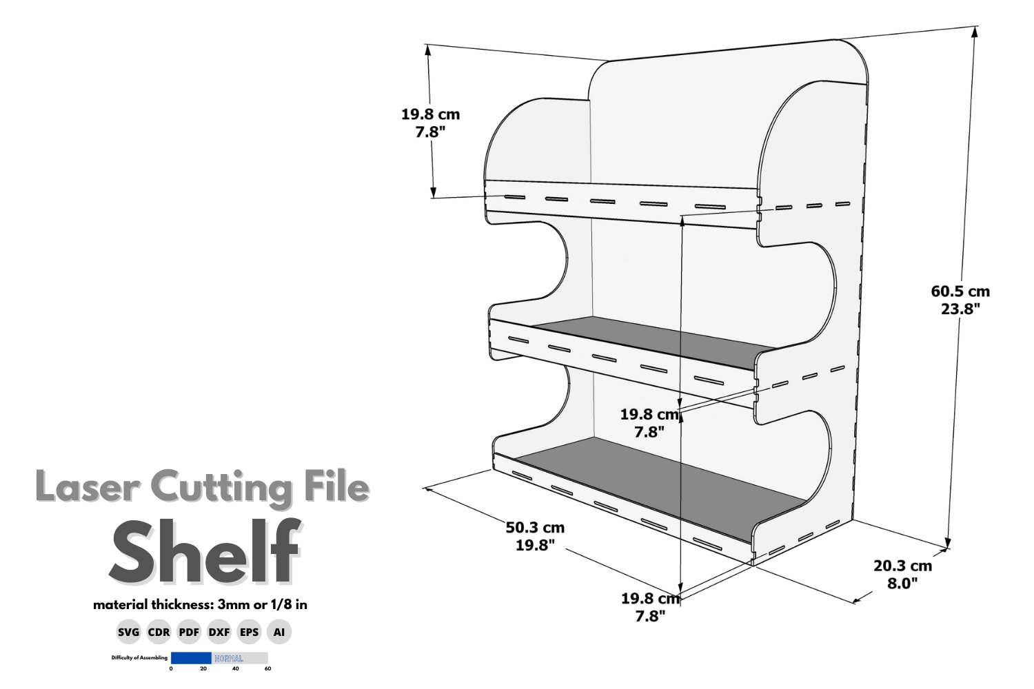 Shelf laser cutting file