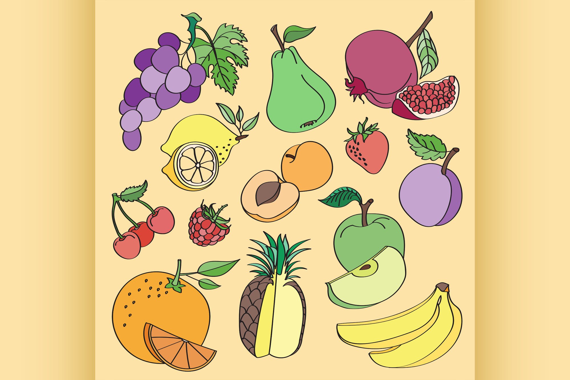 Doodle vector fruit (643057) Illustrations Design Bundles