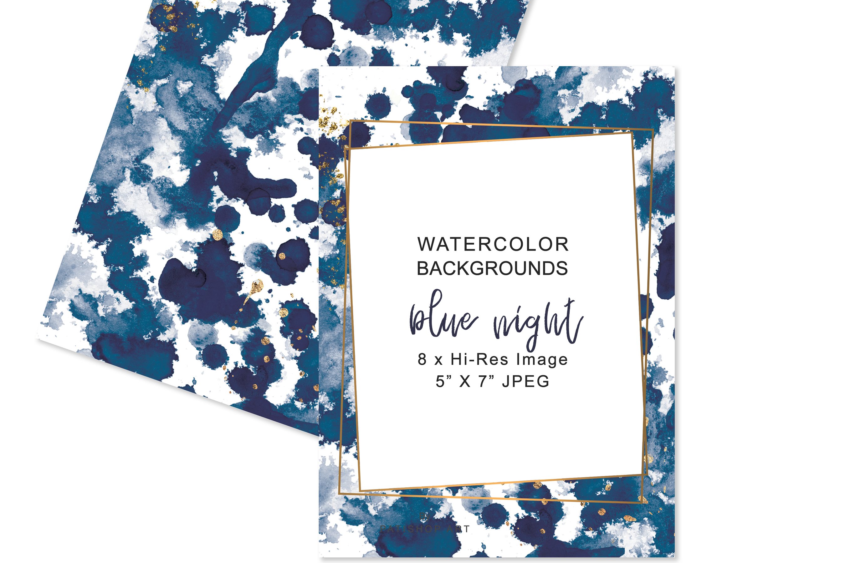 Hand Painted Watercolor Navy Blue Backgrounds 5'x7' (158169