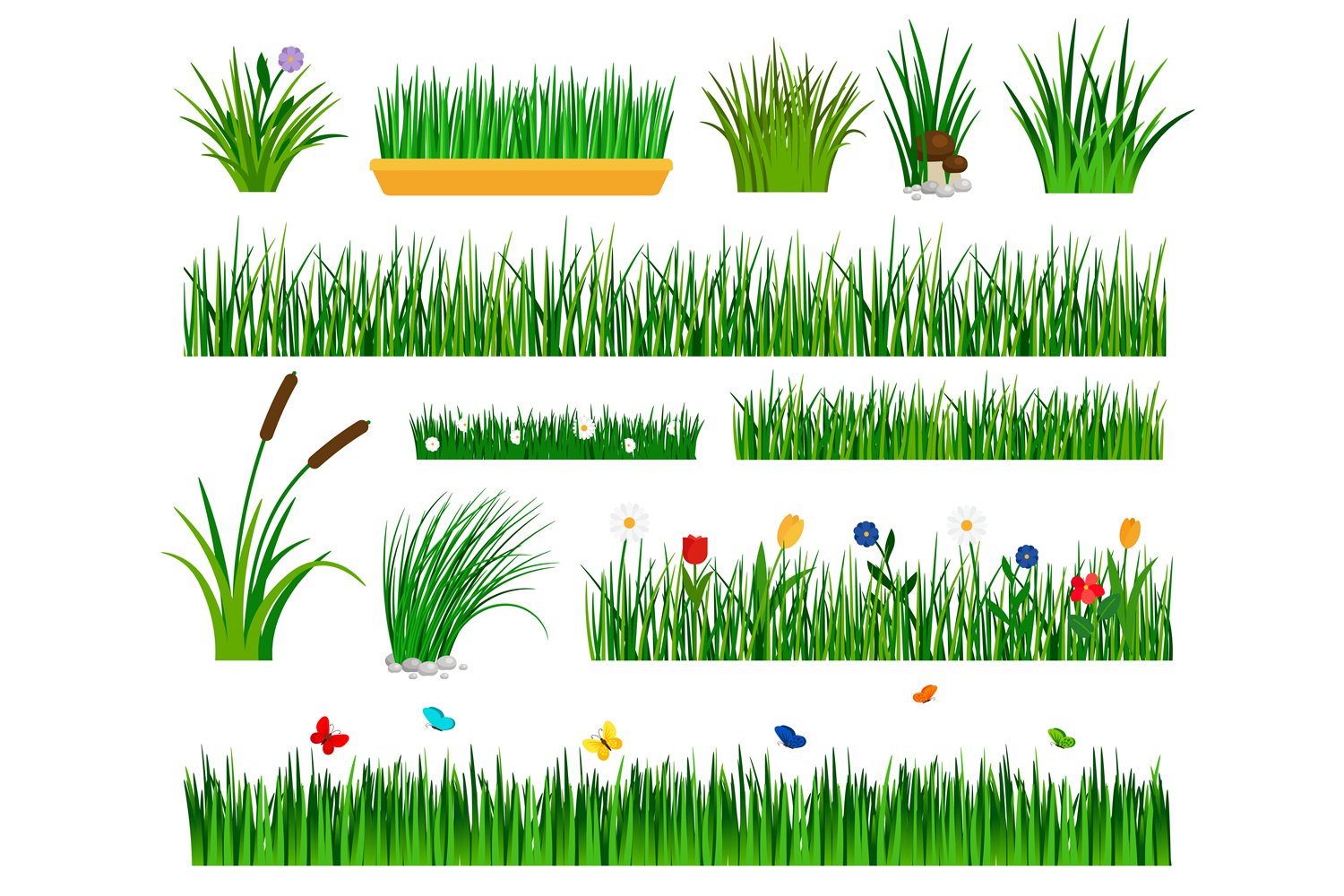 Growing grass template for garden (861634) Illustrations Design Bundles