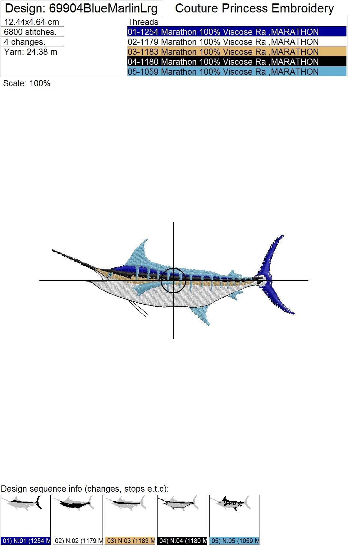 Blue Marlin Fish Machine Embroidery Design (98621) | Embroidery