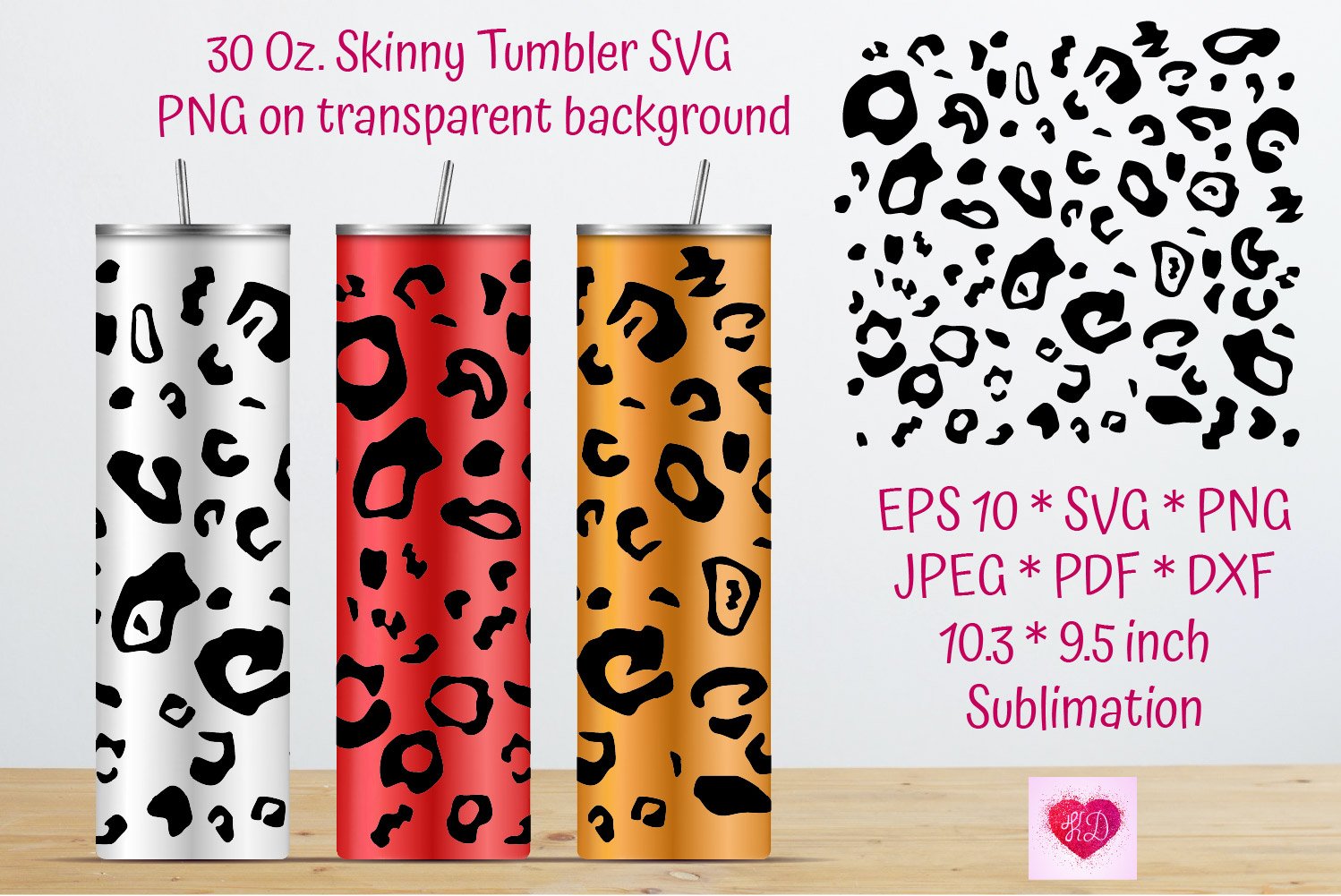 30 oz Skinny Tumbler SVG. Leopard Tumbler Sublimation (1201385) | Cut