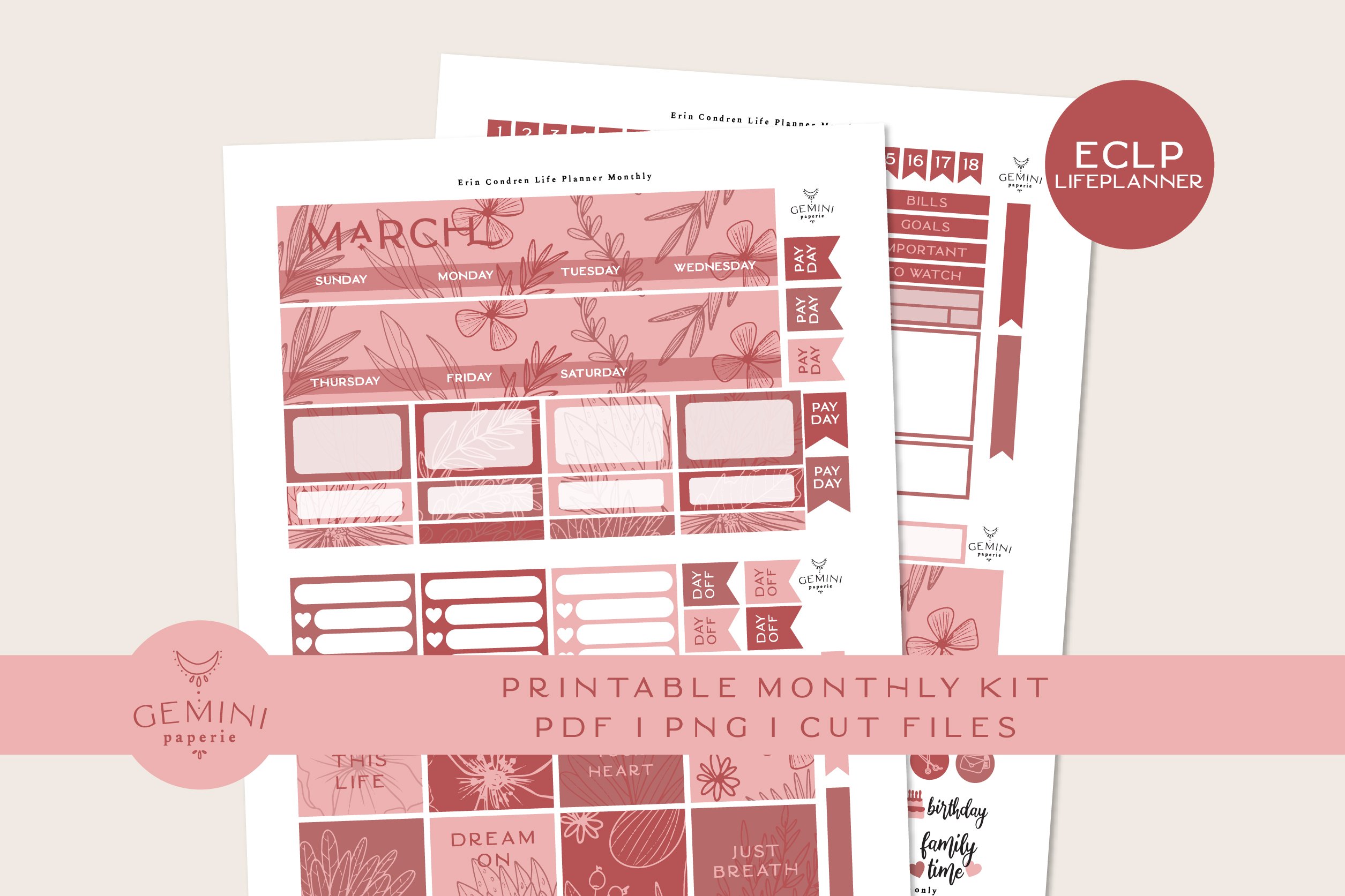 Shamrock Kit kit-34 Patrick/'s Day Budget Bundle Kit for Erin Condren Planners March 2020 St