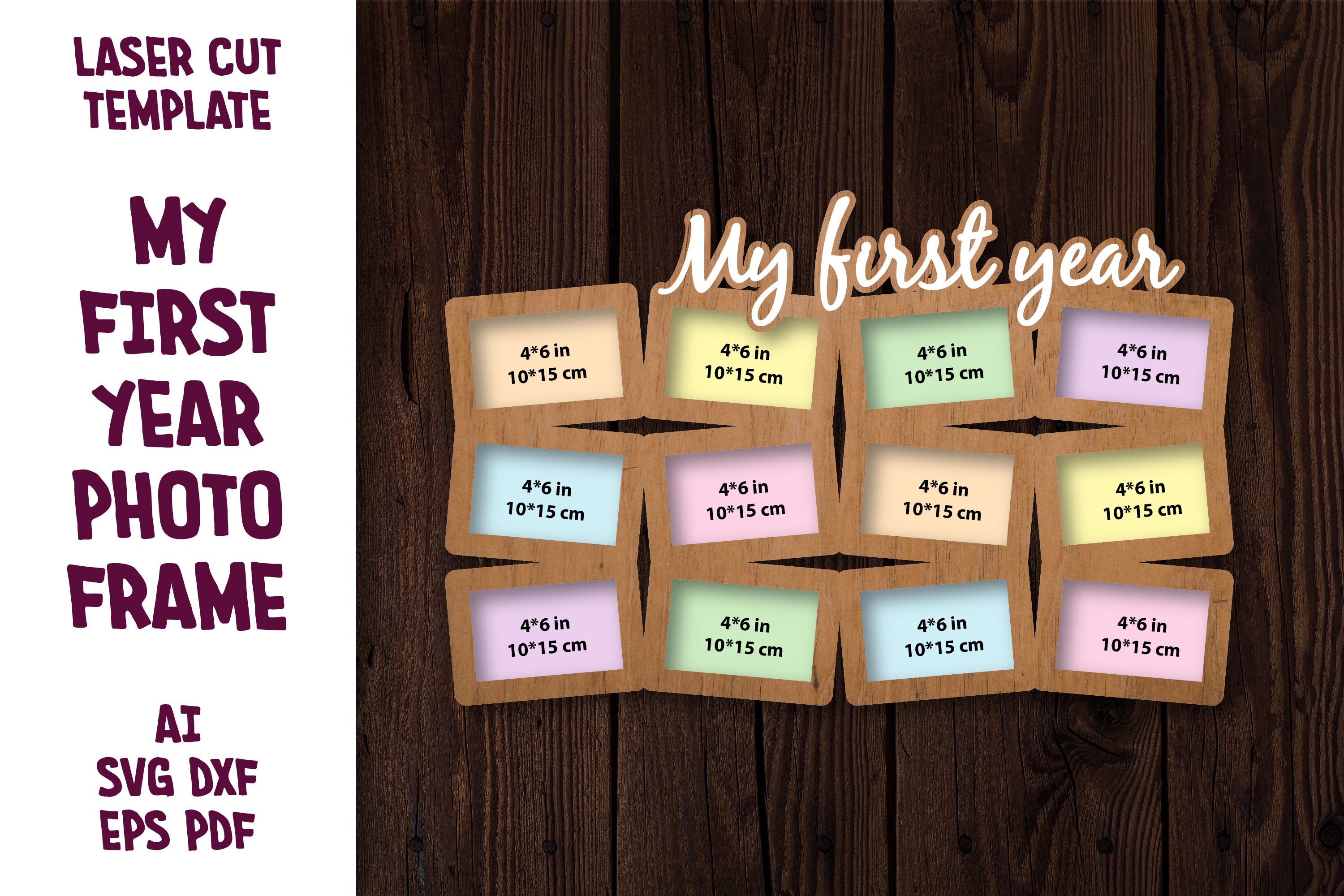 Photo Frames with sign My first year, Frame for Baby