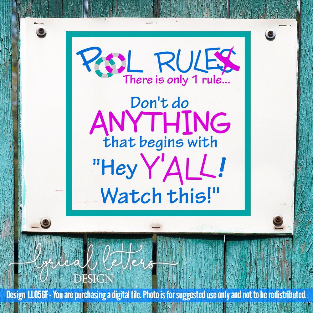 Pool Rules SVG DXF Cut File LL056F (88965) Cut Files Design Bundles