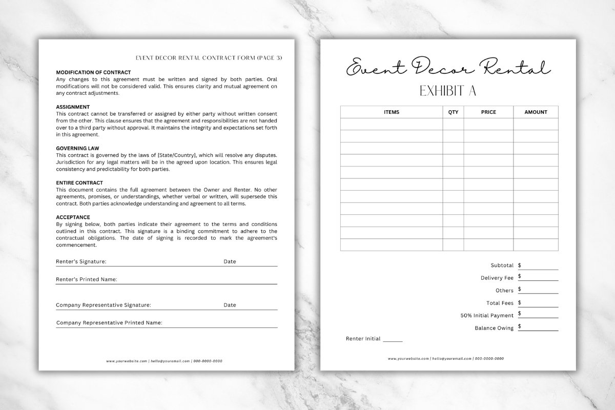Event Decor/Equipment Rental Contract Form - (3299138), image size:1200x800