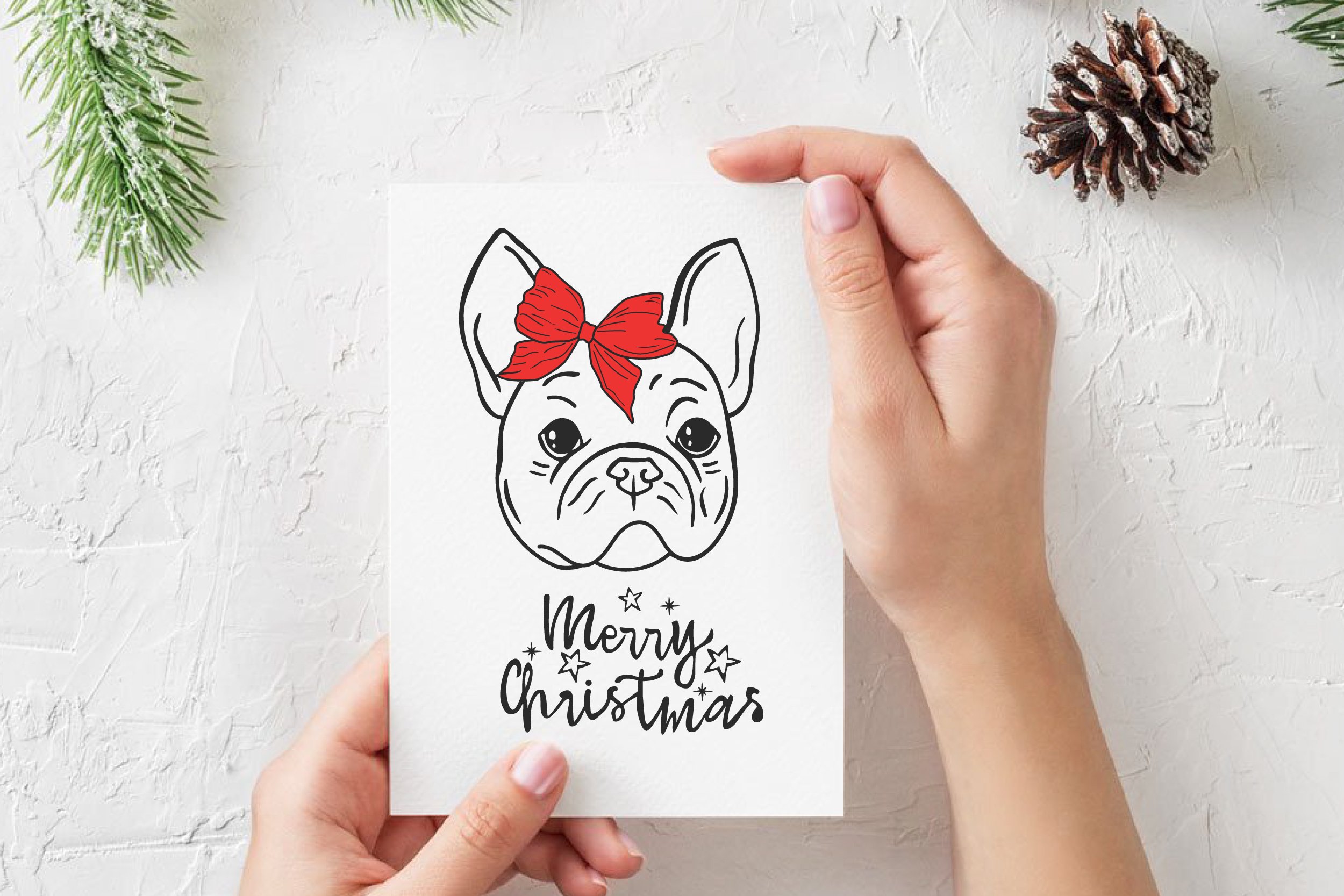 French bulldog / Christmas card with dog (1022691) | Cut Files | Design