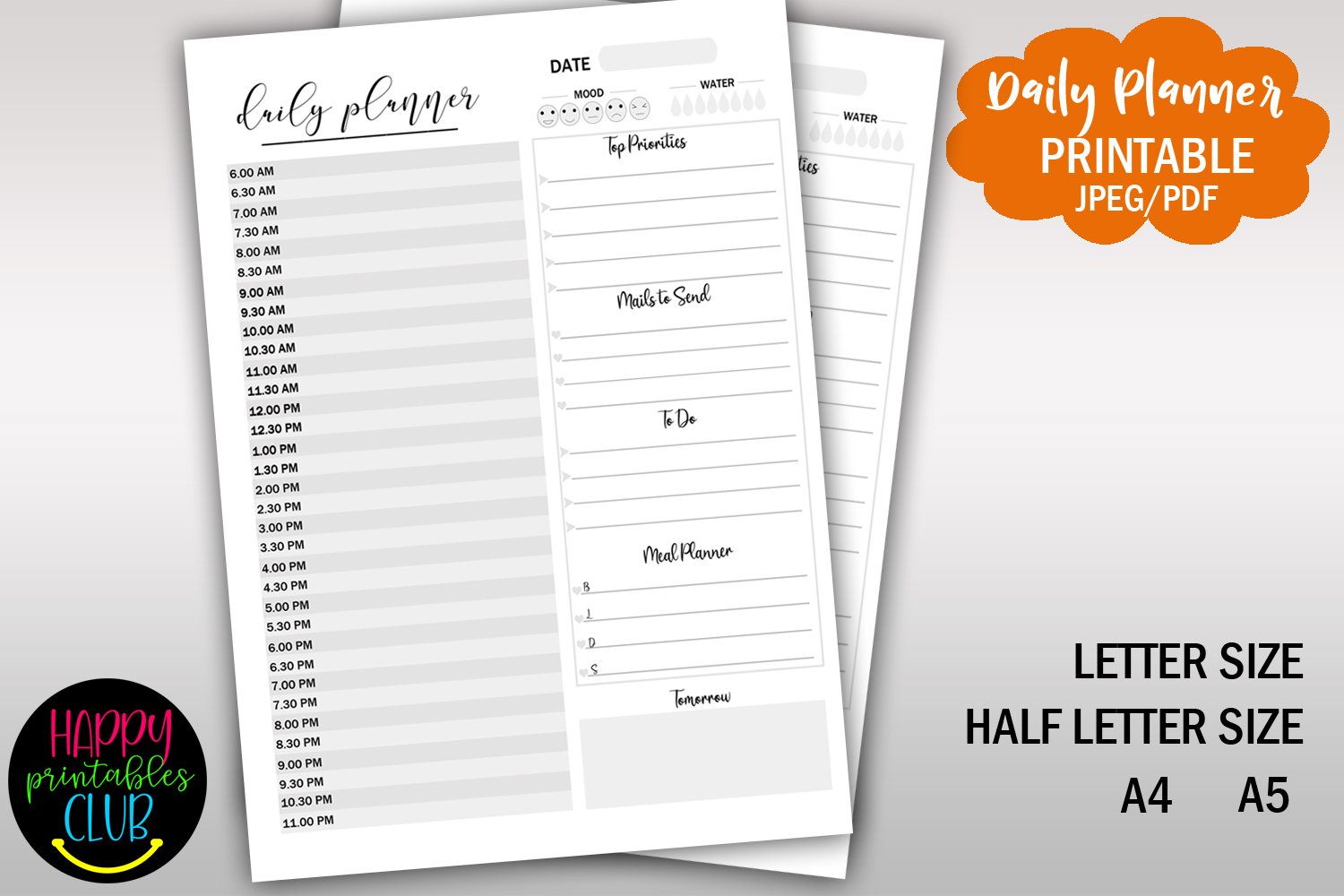 Daily Planner with Time Day Schedule Planner Printable (732763