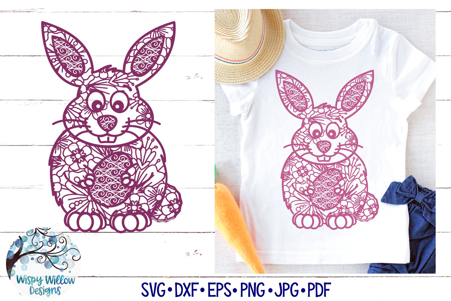 Easter Bunny Zentangle SVG | Easter Rabbit Mandala SVG (436082) | SVGs