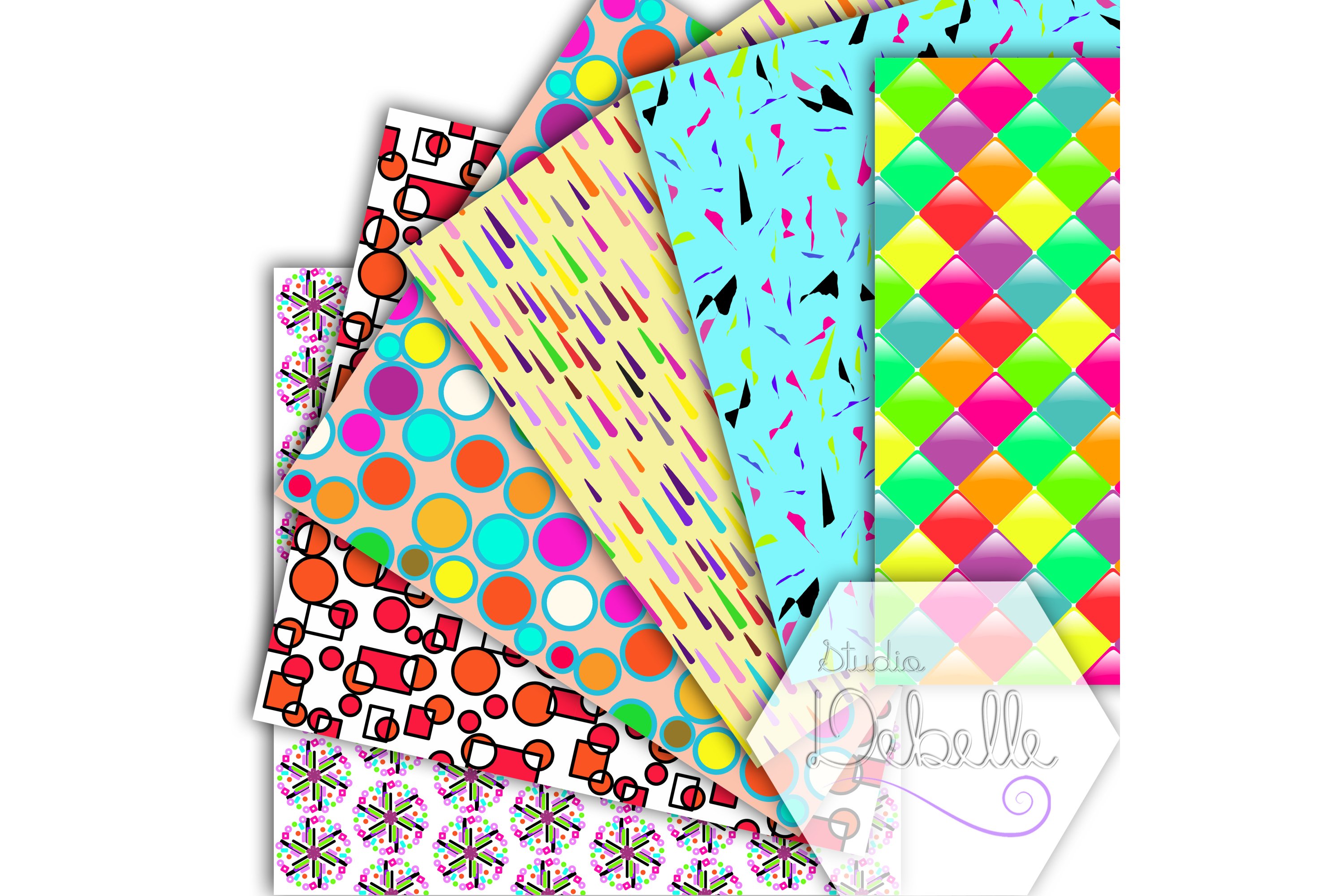 Fun and Colorful digital papers seamless pattern (13151) | Backgrounds ...