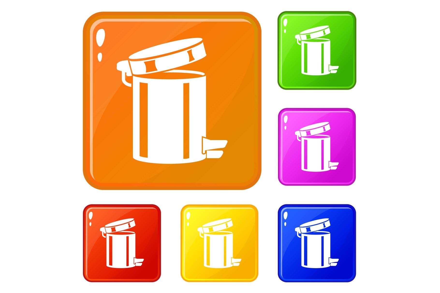 Trash bin icons set vector color (524914) Icons Design Bundles