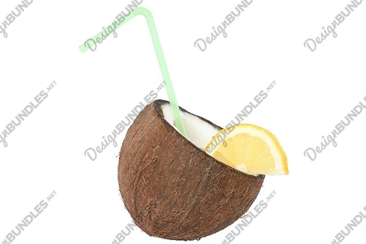 Stock Photo Coconut cocktail on a white