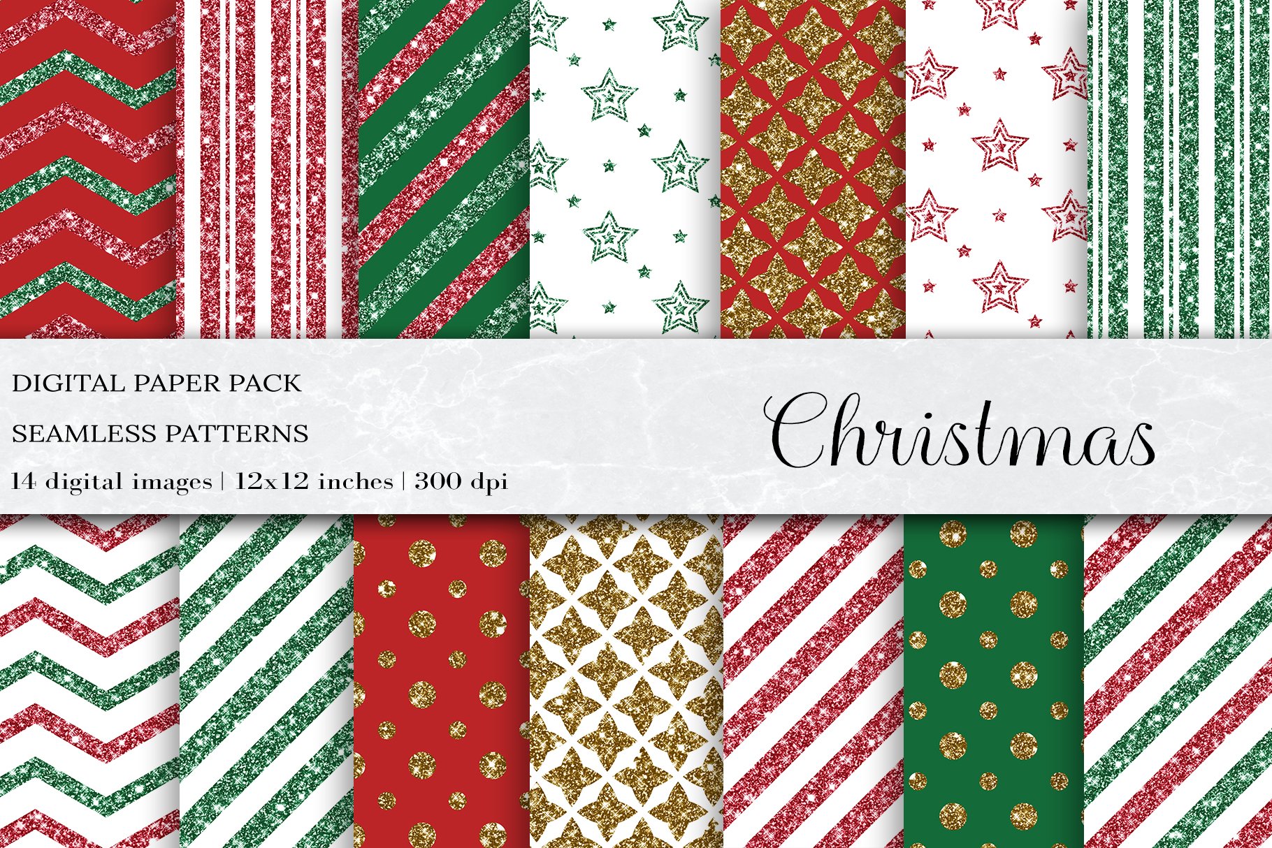 Glitter Christmas Seamless Pattern, Christmas Patterns