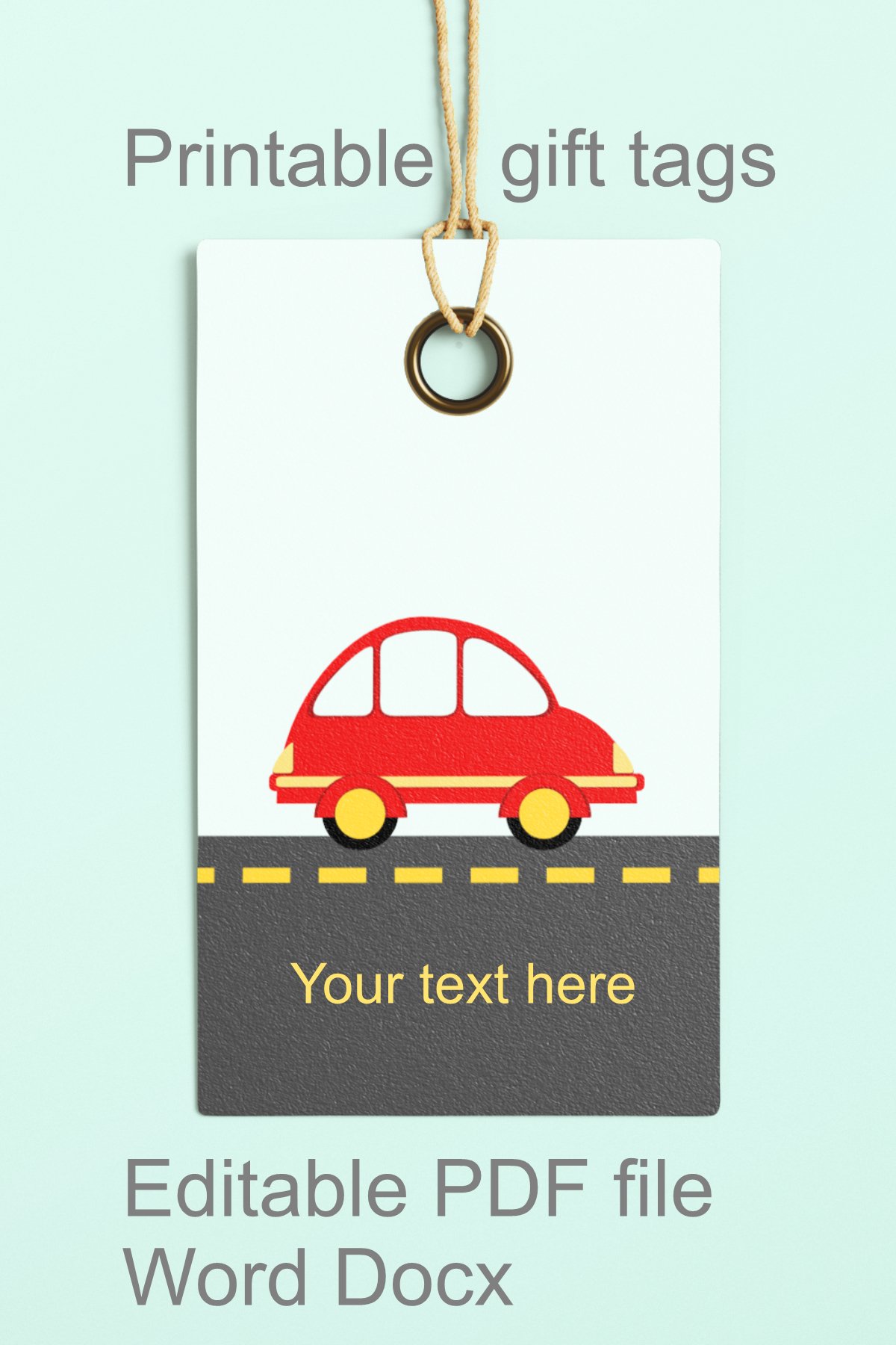 Printable Gift Tags with Cars Editable PDF Word Template