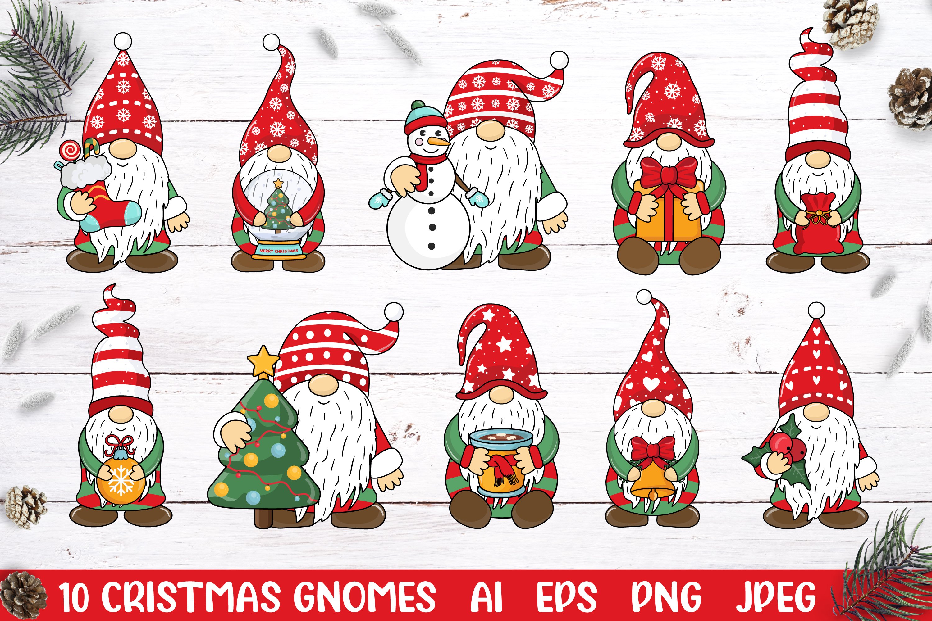 Christmas Gnome Bundle Merry Christmas Santa Gnomes Png Illustrations Design Bundles