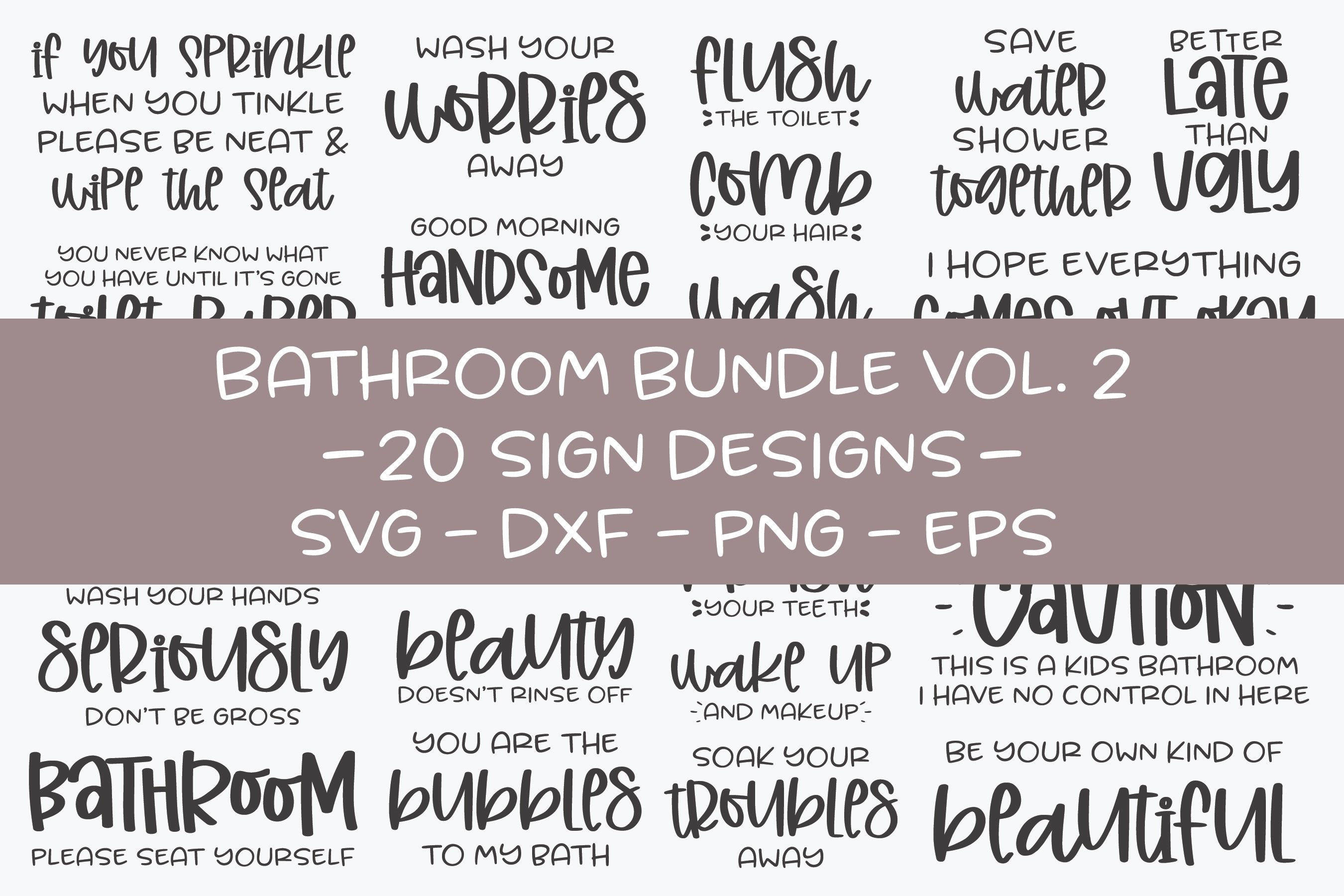Bathroom Quotes Bundle VOL. 2 20 Bathroom Designs (468453) Cut Files Design Bundles