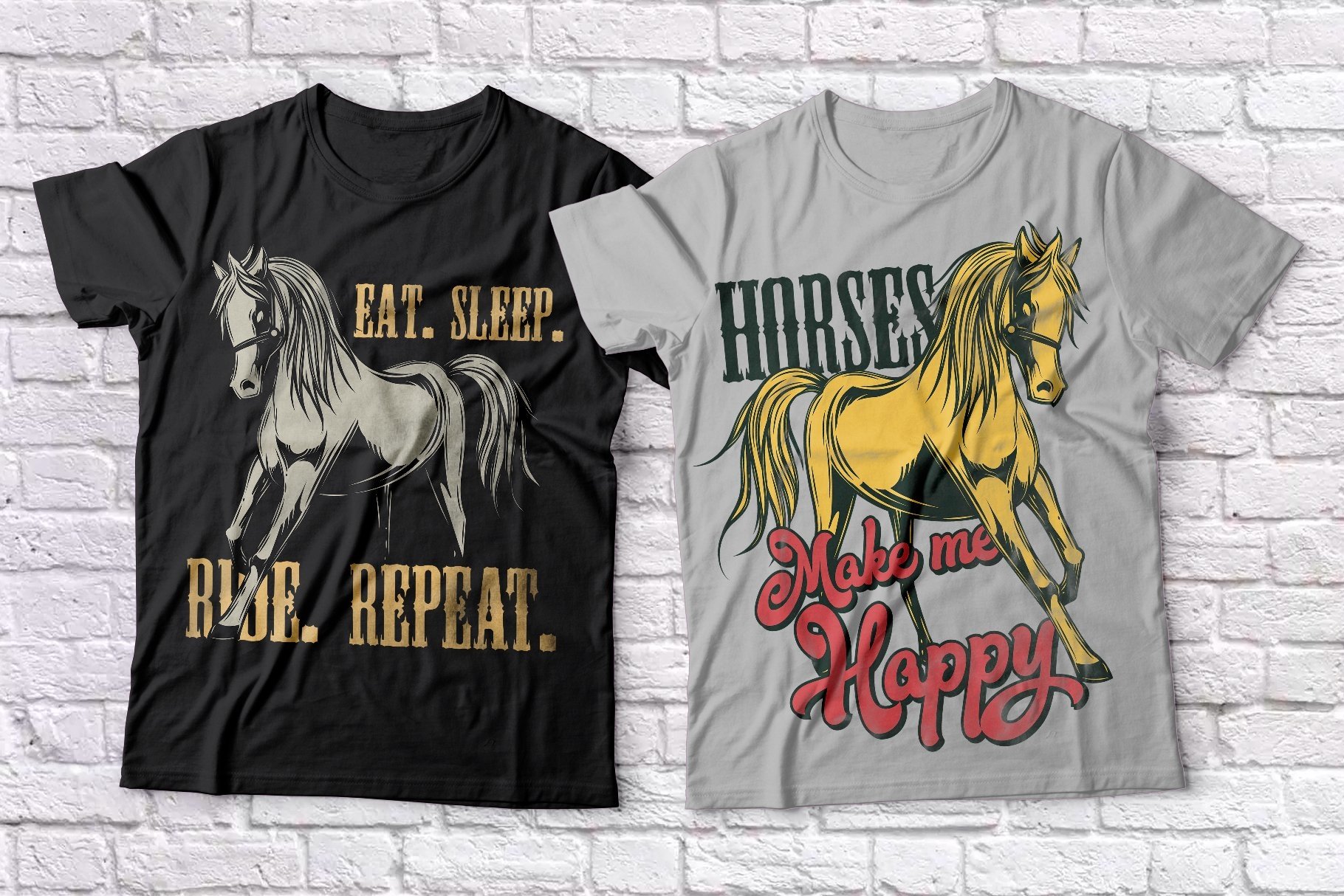 Horses tshirts set (361505) Illustrations Design Bundles