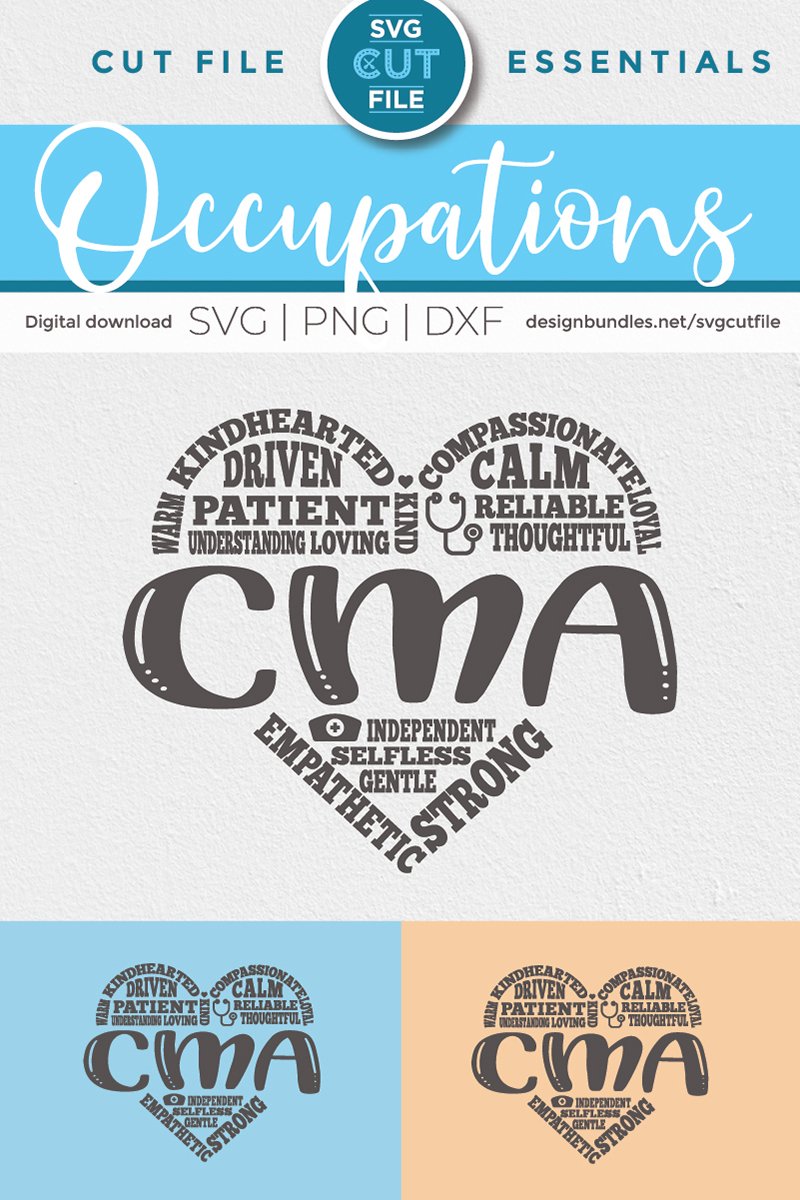 Certified Medical Assistant svg, CMA heart svg for crafters (571025