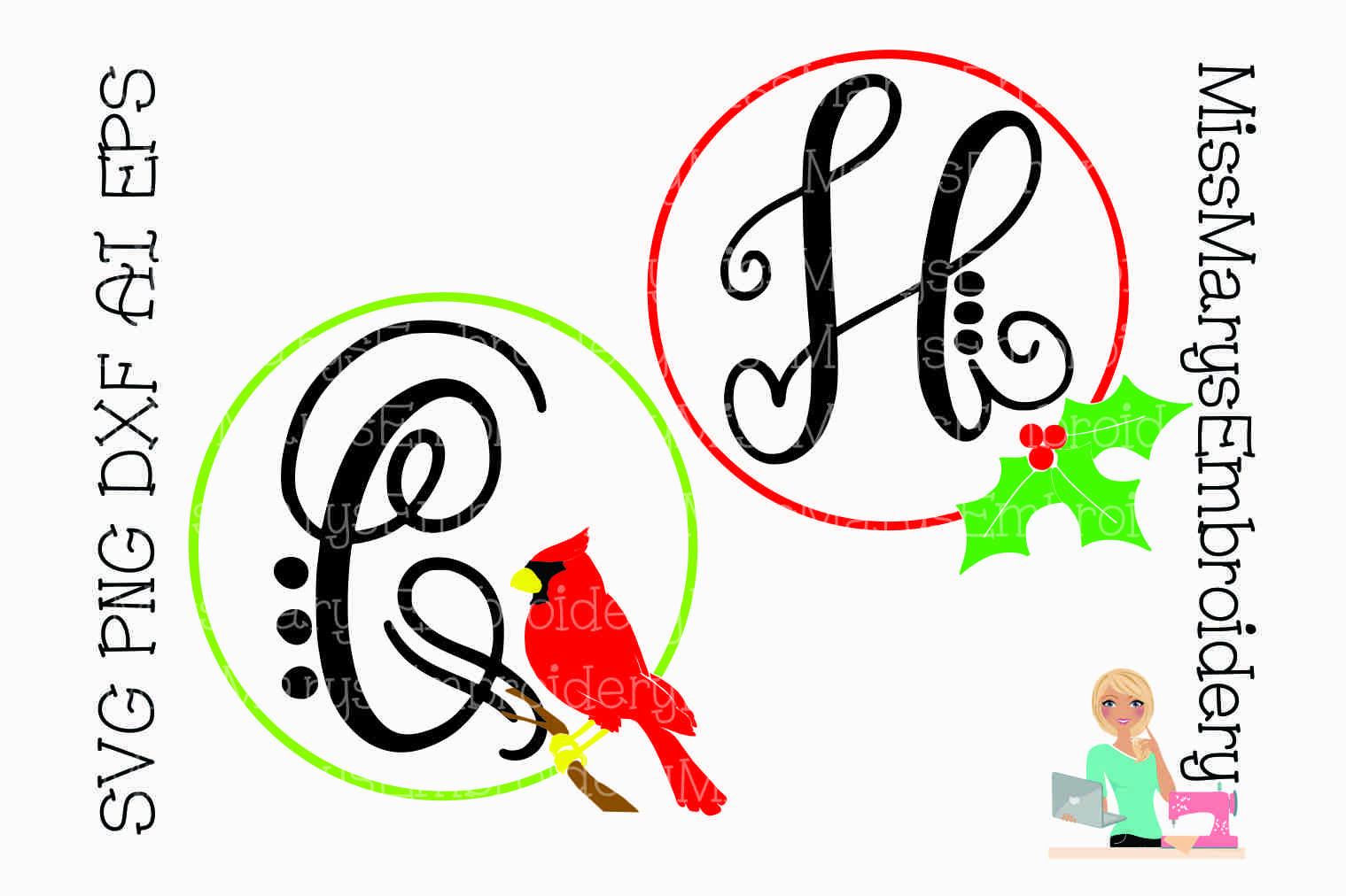 Winter Monogram Frames SVG Cutting File PNG DXF AI EPS (112936) Cut Files Design Bundles