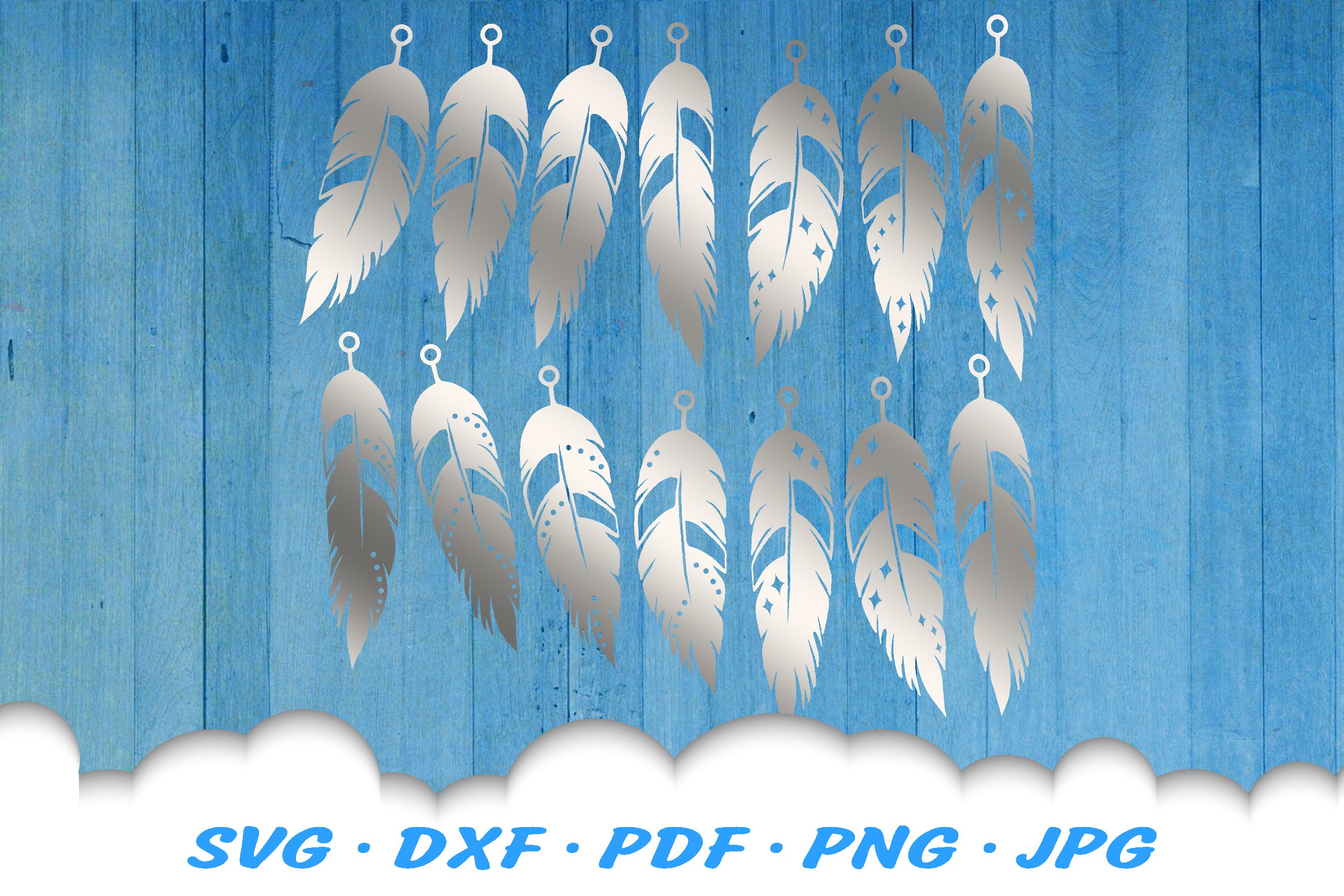 Feather Earring Template SVG DXF Cut Files (409396) | Illustrations ...