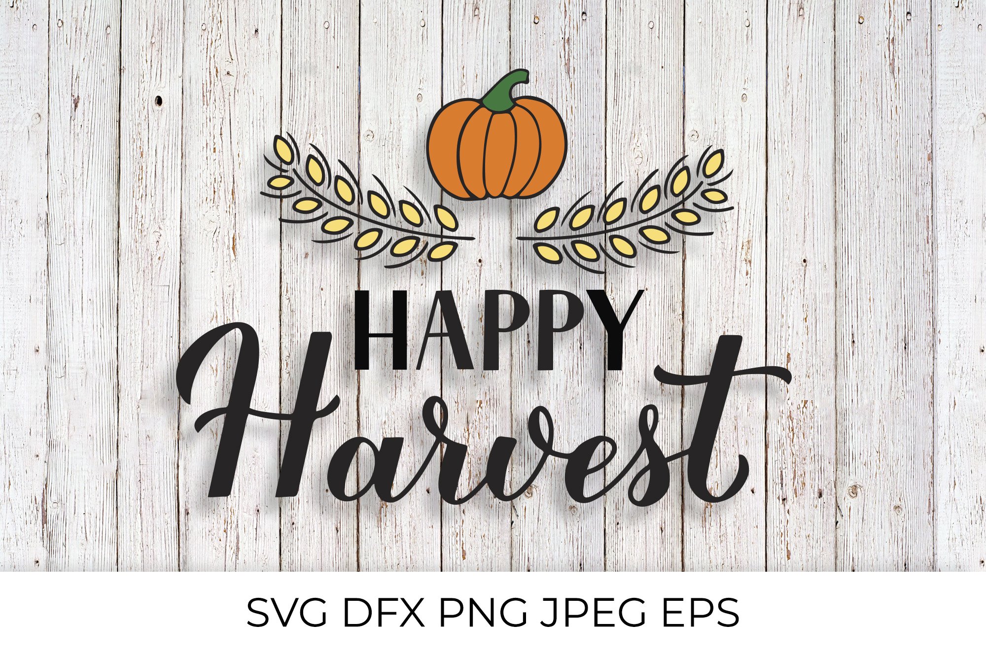 Happy Harvest with Pumpkin SVG. Autumn Quote Cut File (913574) Cut Files Design Bundles