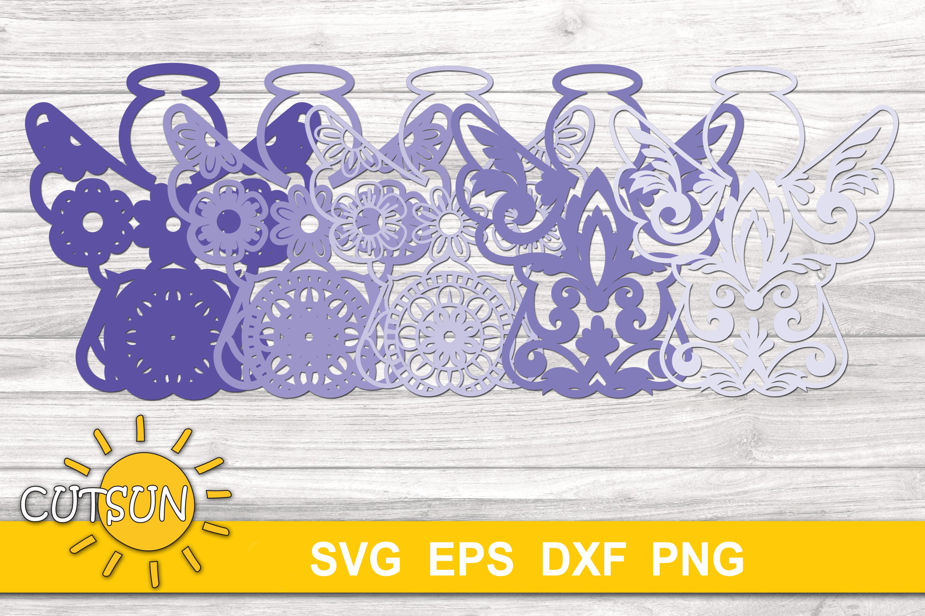3D Layered Angel SVG | 3D Layered Christmas Angel SVG (848346) | Cut