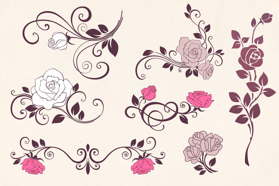 Vintage Vector Roses (514718) | Illustrations | Design Bundles