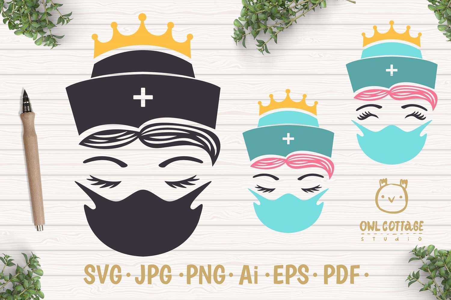 Download Nurse With Mask Svg Crown The Nurse Svg Nurse Tattoo 731758 Cut Files Design Bundles