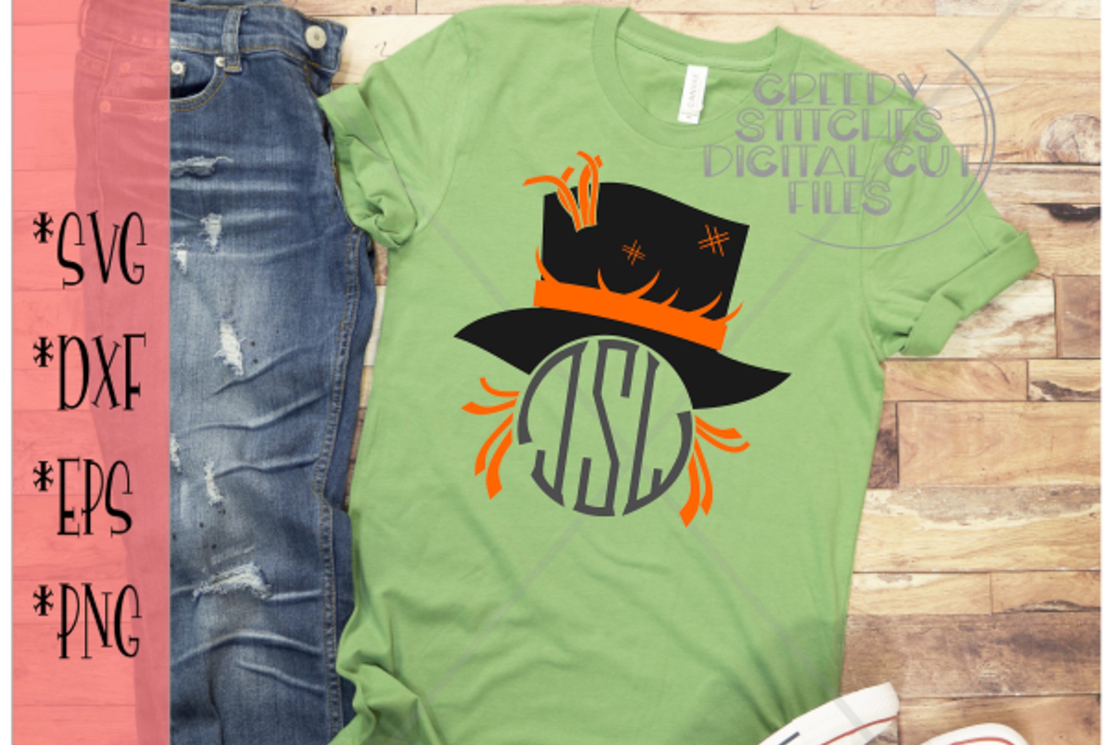 Scarecrow Monogram Frame SVG Halloween SVG/DXF/EPS/PNG (124736