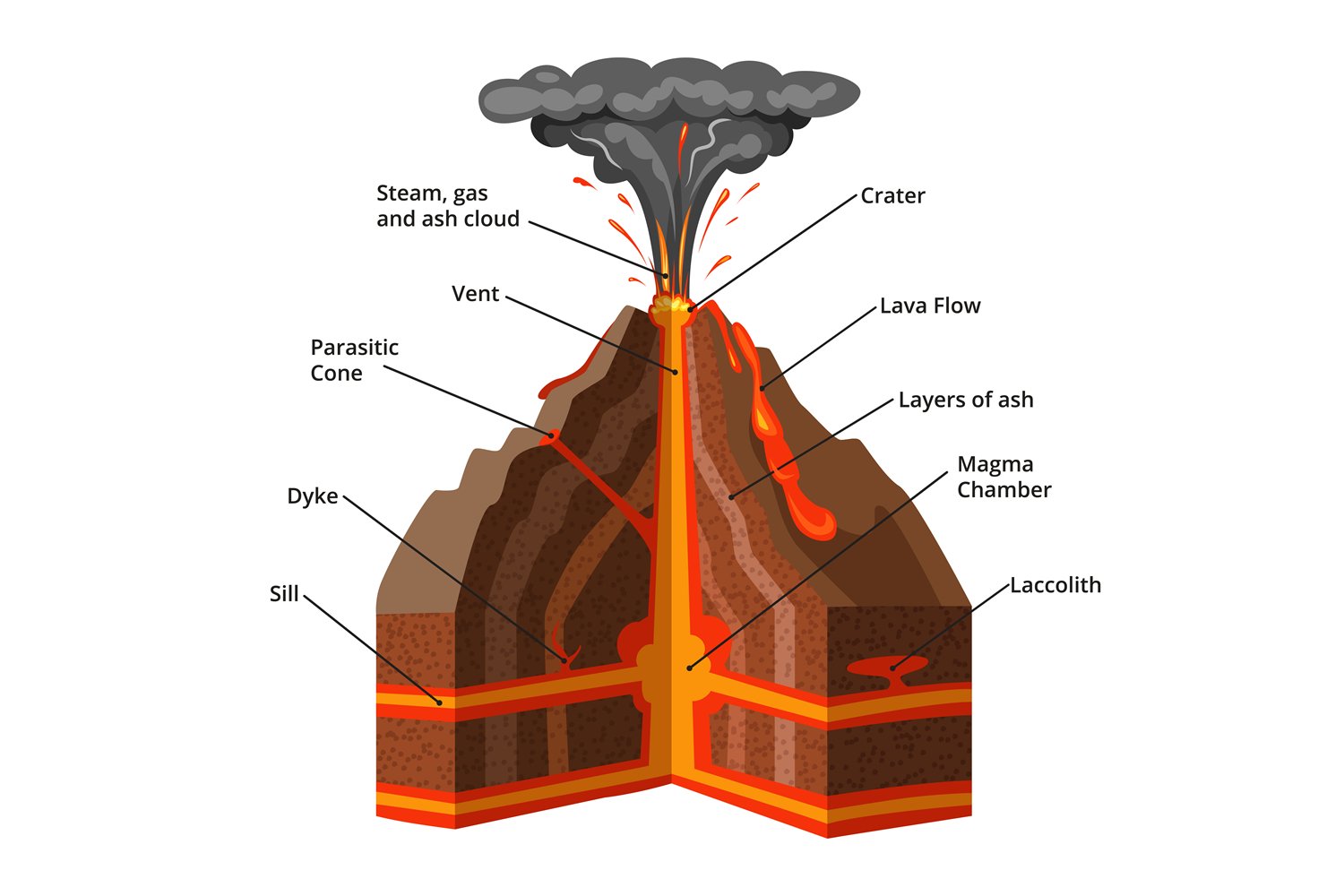 Cinder Cone Volcano Diagram Labeled