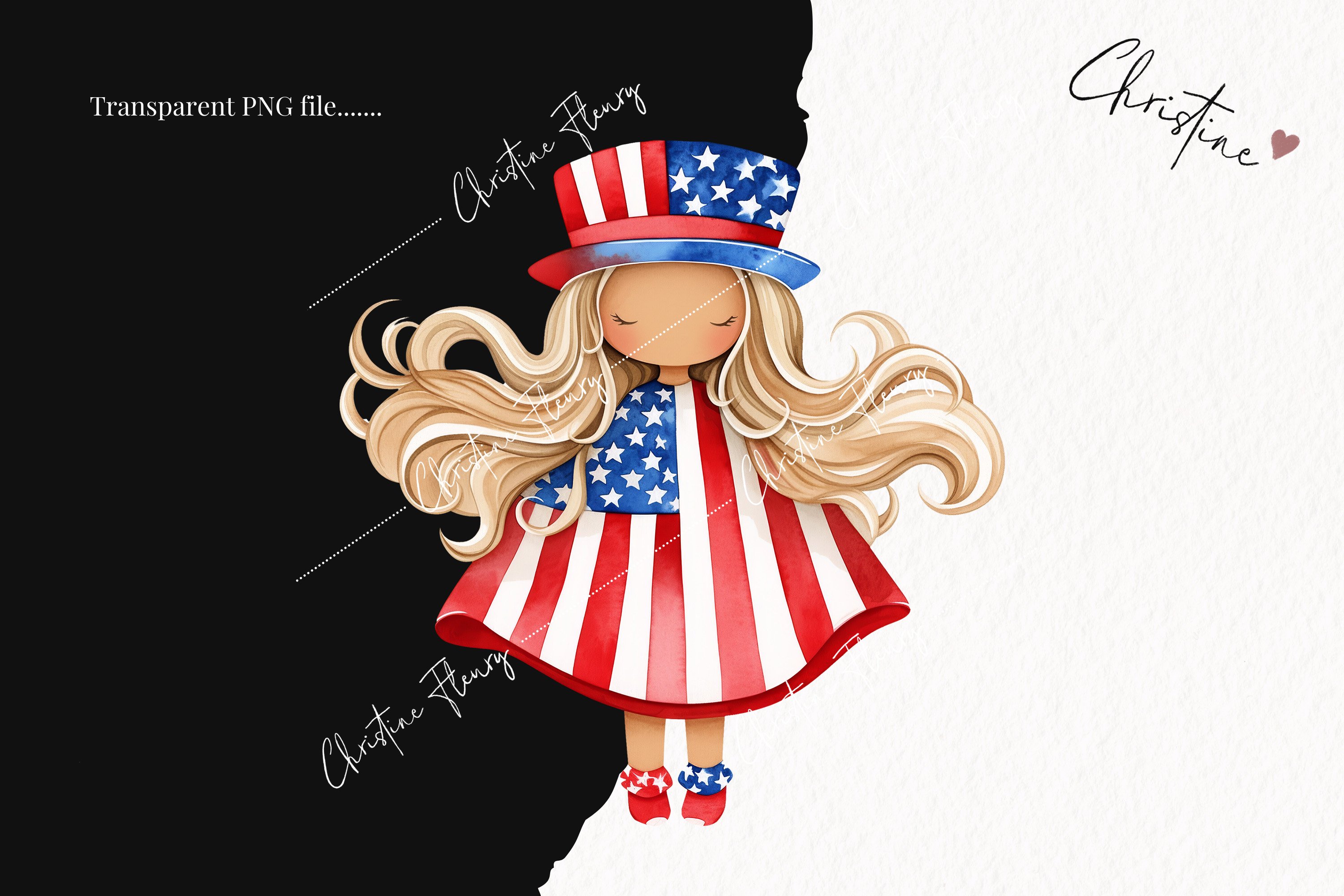 Cute 4th Of July Girl Blonde Hair | Patriotic PNG (3898980), image size:3000x2000