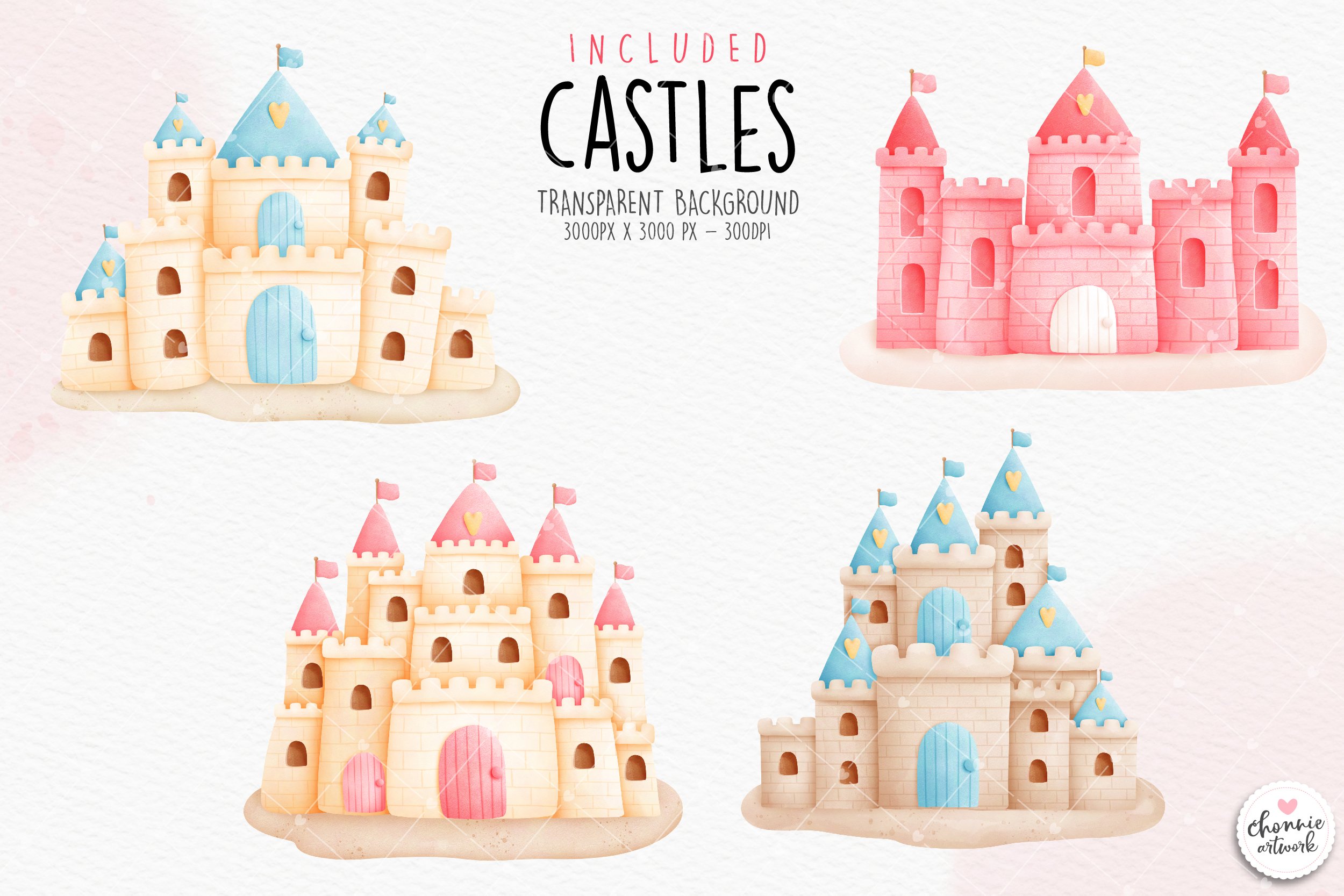 Castle Clipart, Fairytale Castle Clipart, Princess Castle, image size:2500x1667